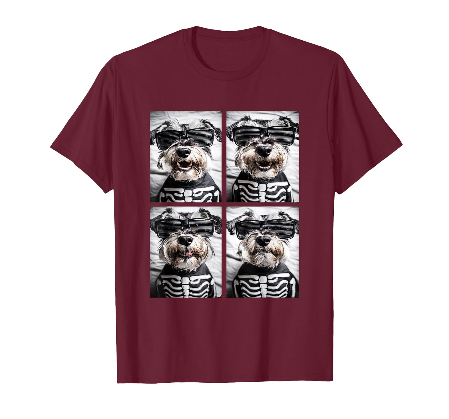 Cute Schnauzers with Sunglasses Halloween Skeleton Costume T-Shirt