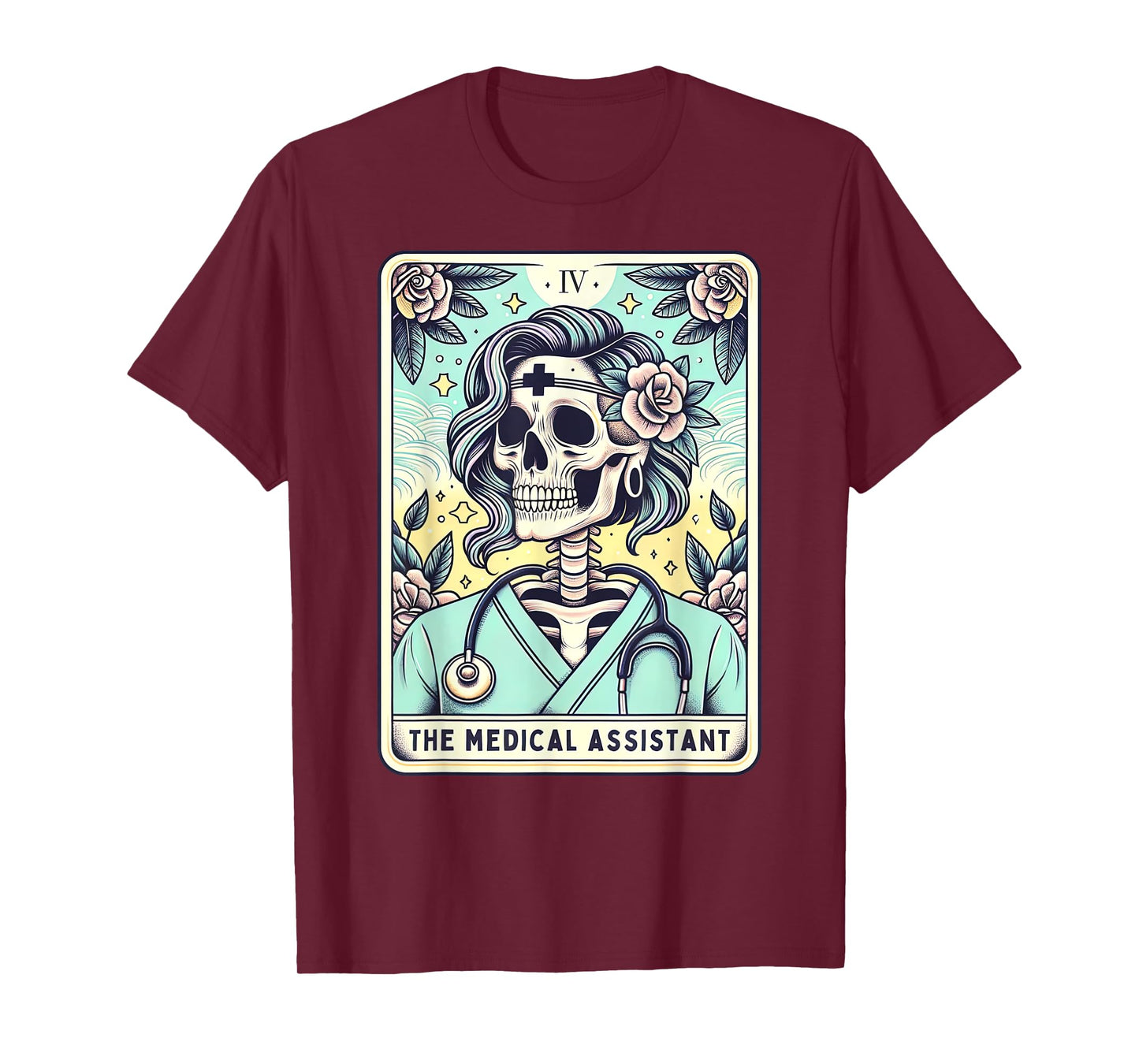 Retro Medical Assistant Tarot Card Skeleton CMA Nurse Witch T-Shirt