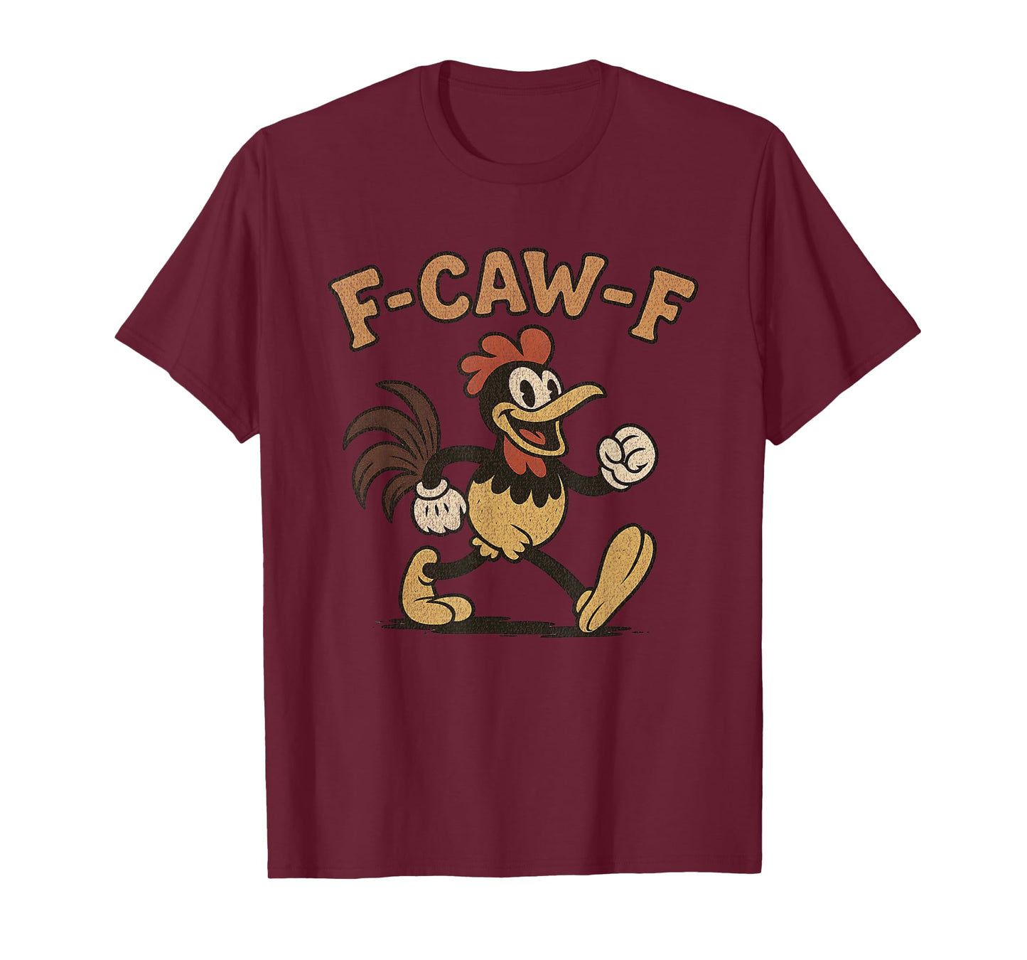 F-CAW-F Retro 30's Cartoon Style Chicken Funny Vintage Humor T-Shirt