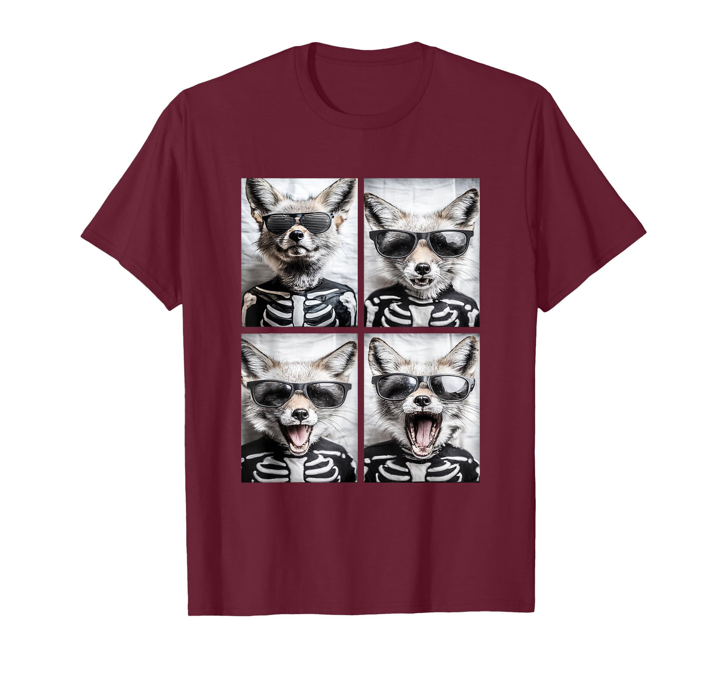 Foxes with Sunglasses Skeleton Costume Funny Halloween Fox T-Shirt