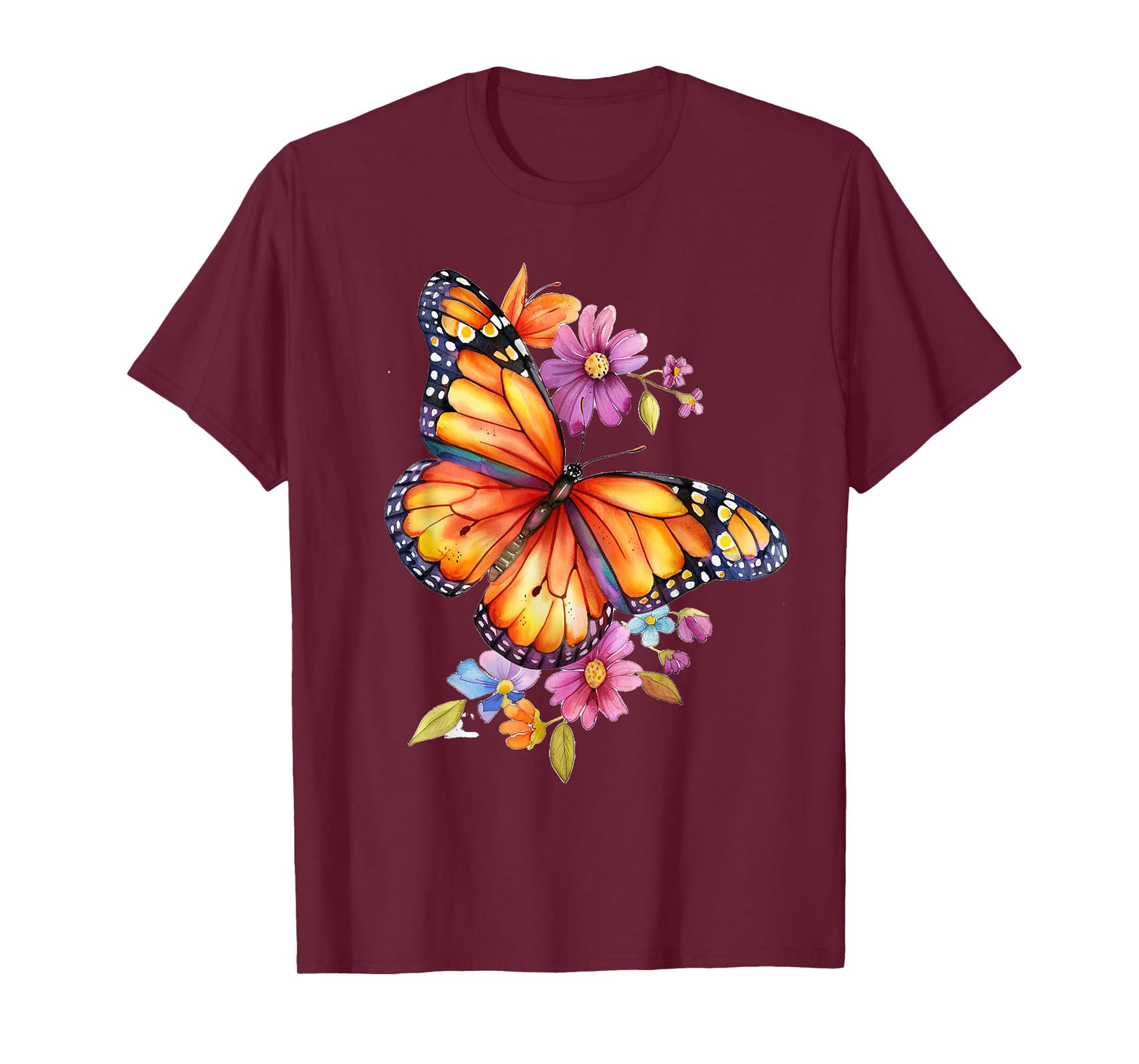 Butterfly with Flowers Cute Butterflies Girl Daughter T-Shirt