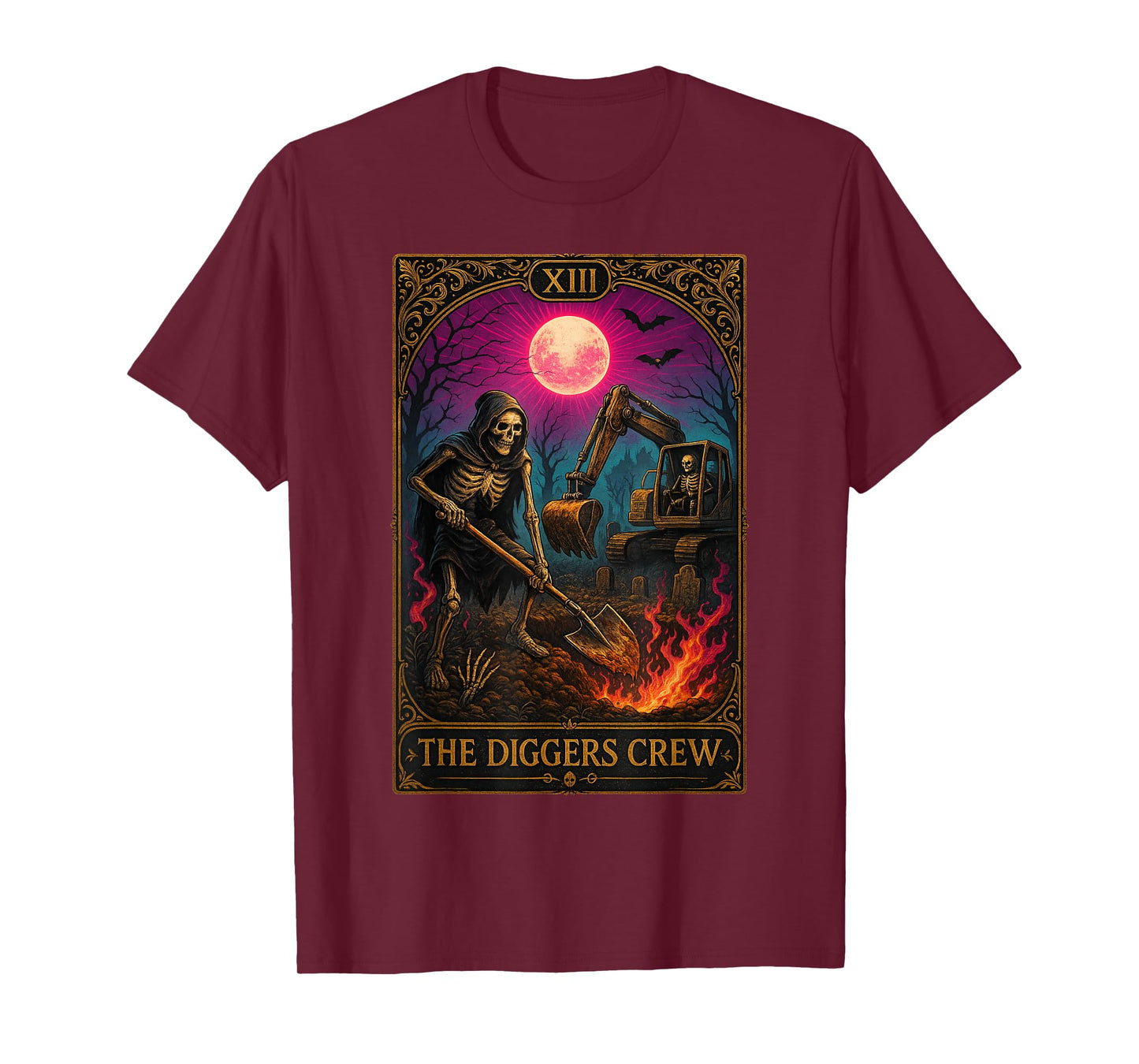 Diggers Crew Graveyard Worker Dig Truck Conductors Halloween T-Shirt