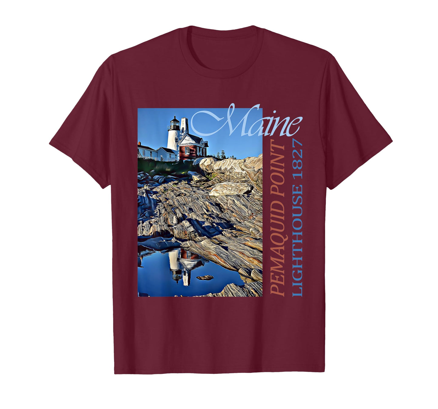 Pemaquid Point Lighthouse Maine 1827 Design T-Shirt