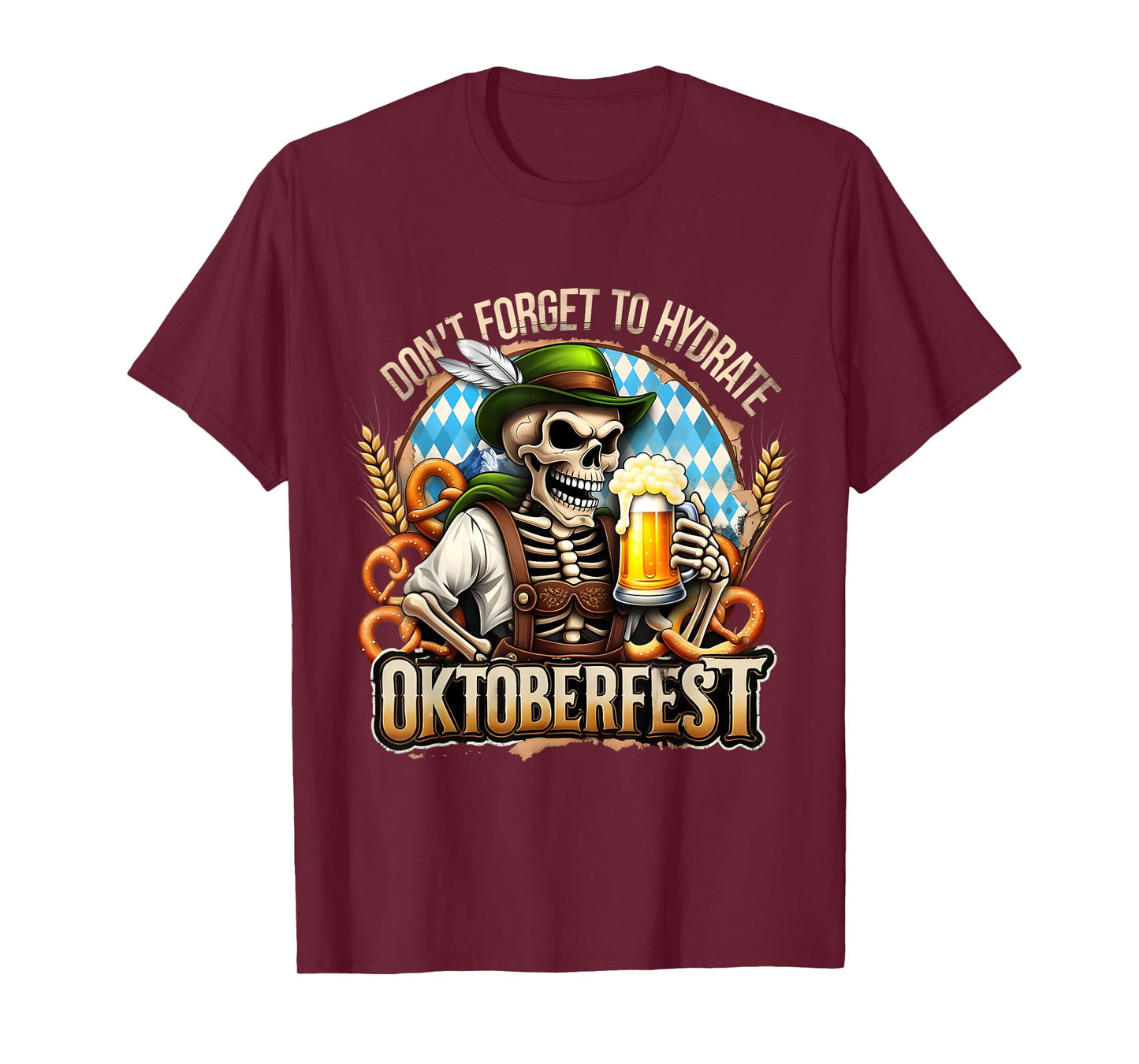 Oktoberfest Skeleton Funny Beer Drinking Hydrate T-Shirt