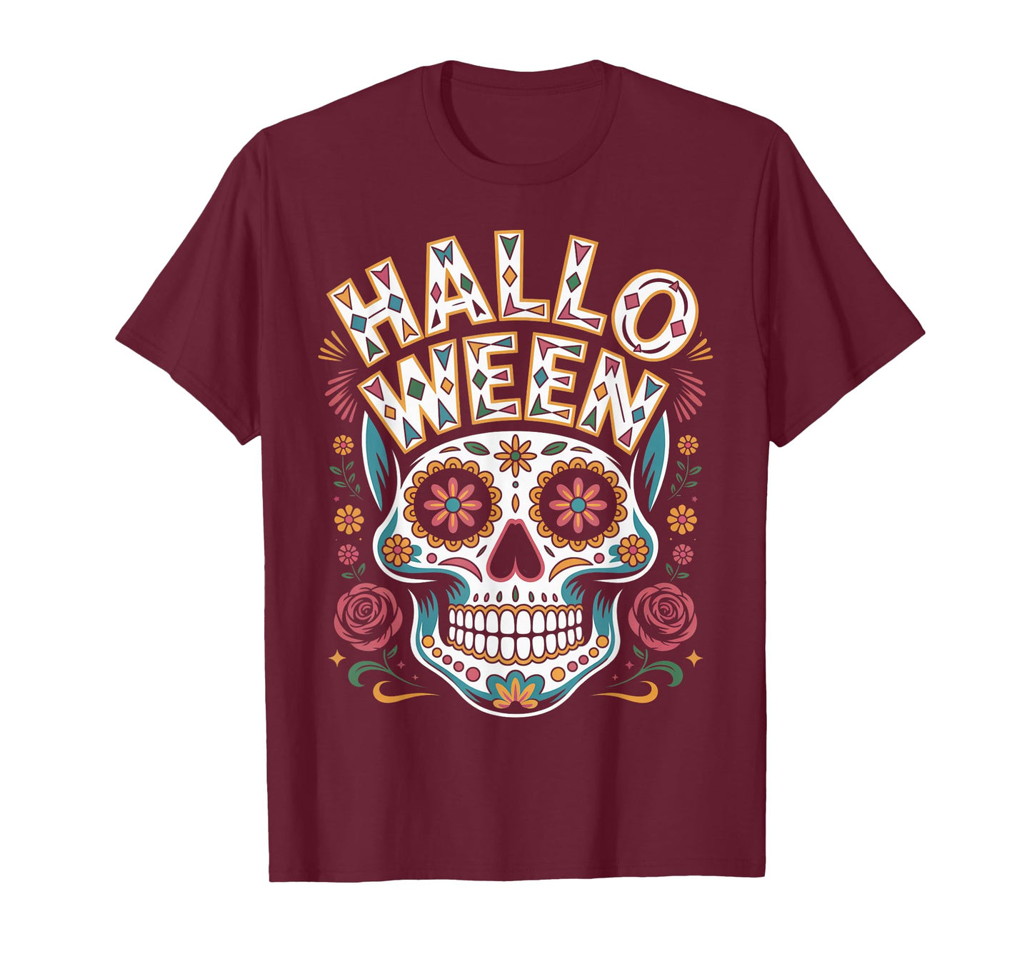 Halloween Costumes Skull Typography Graphic Creepy Spooky T-Shirt