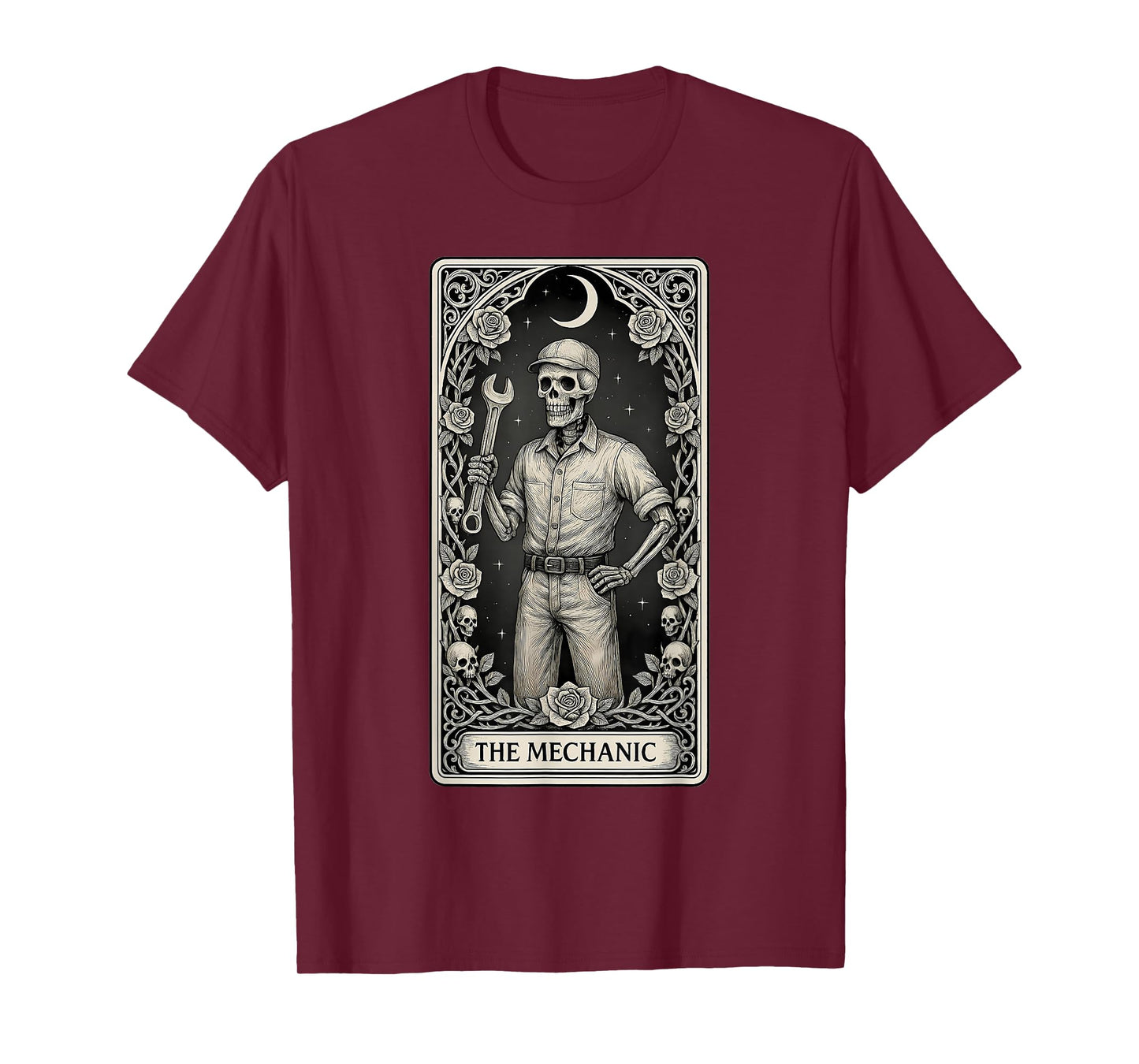The Mechanic Skeleton Tarot Card T-Shirt