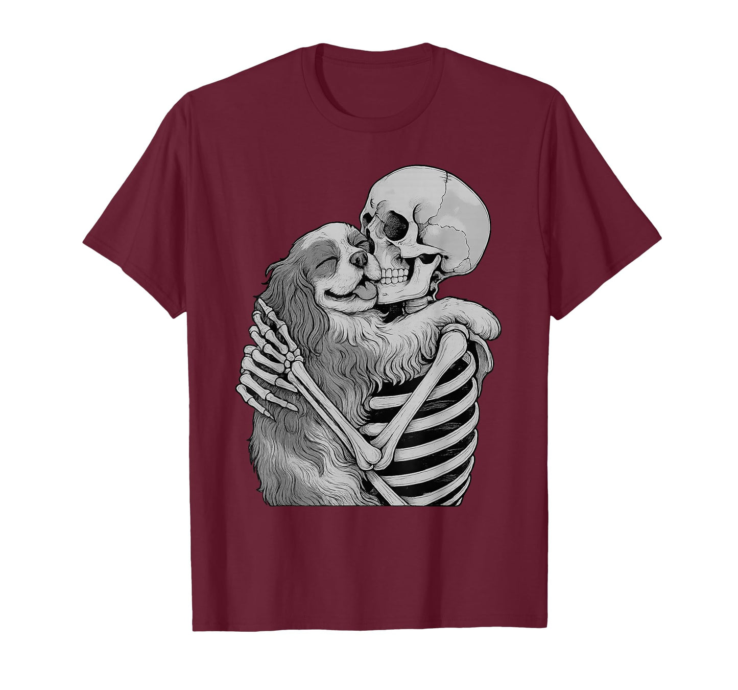 Cavalier King Charles Spaniel Skeleton Hug Halloween Dog T-Shirt