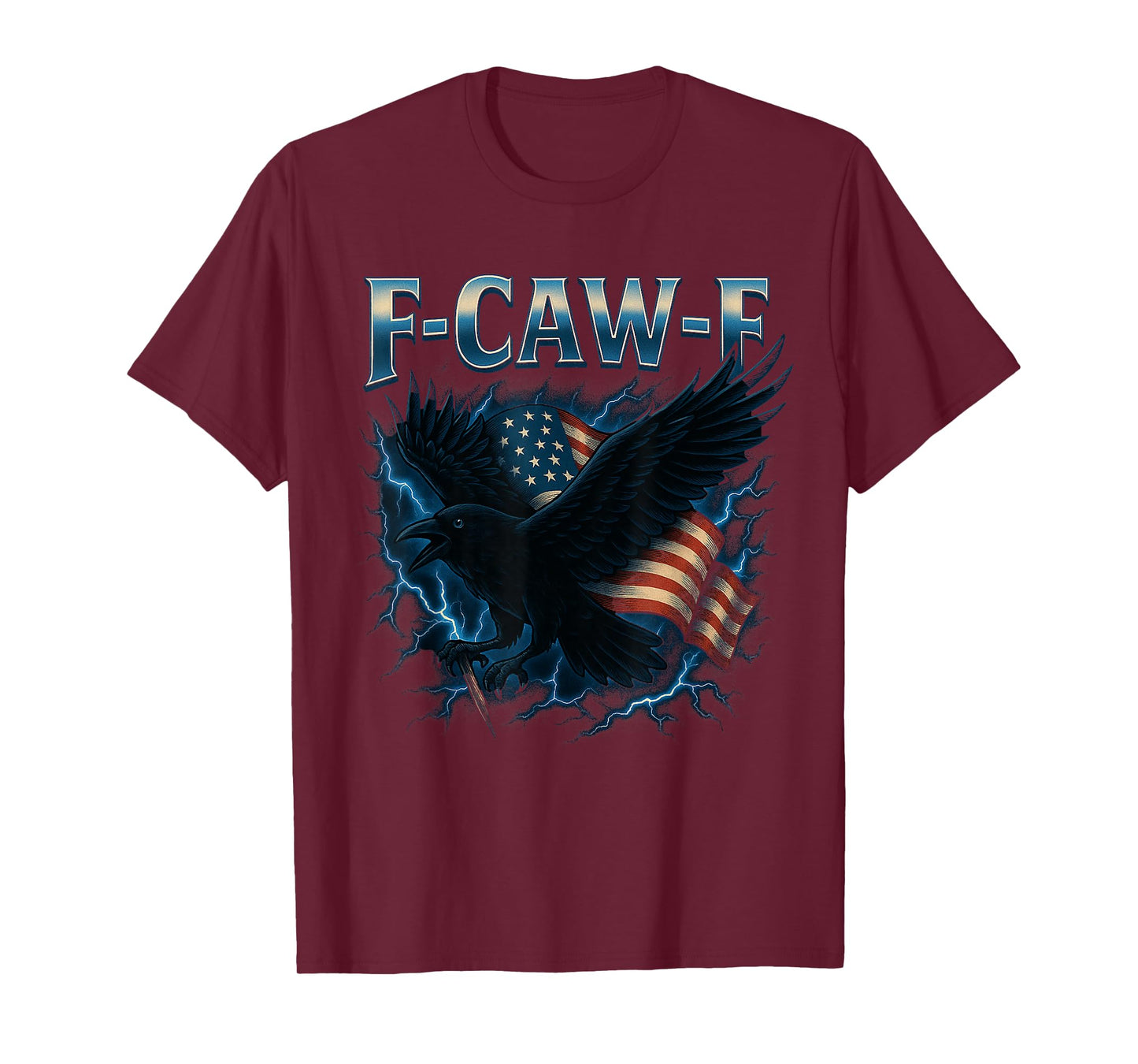 F-Caw-F Black Crow Dark Raven Retro USA Flag Vintage FCawF T-Shirt