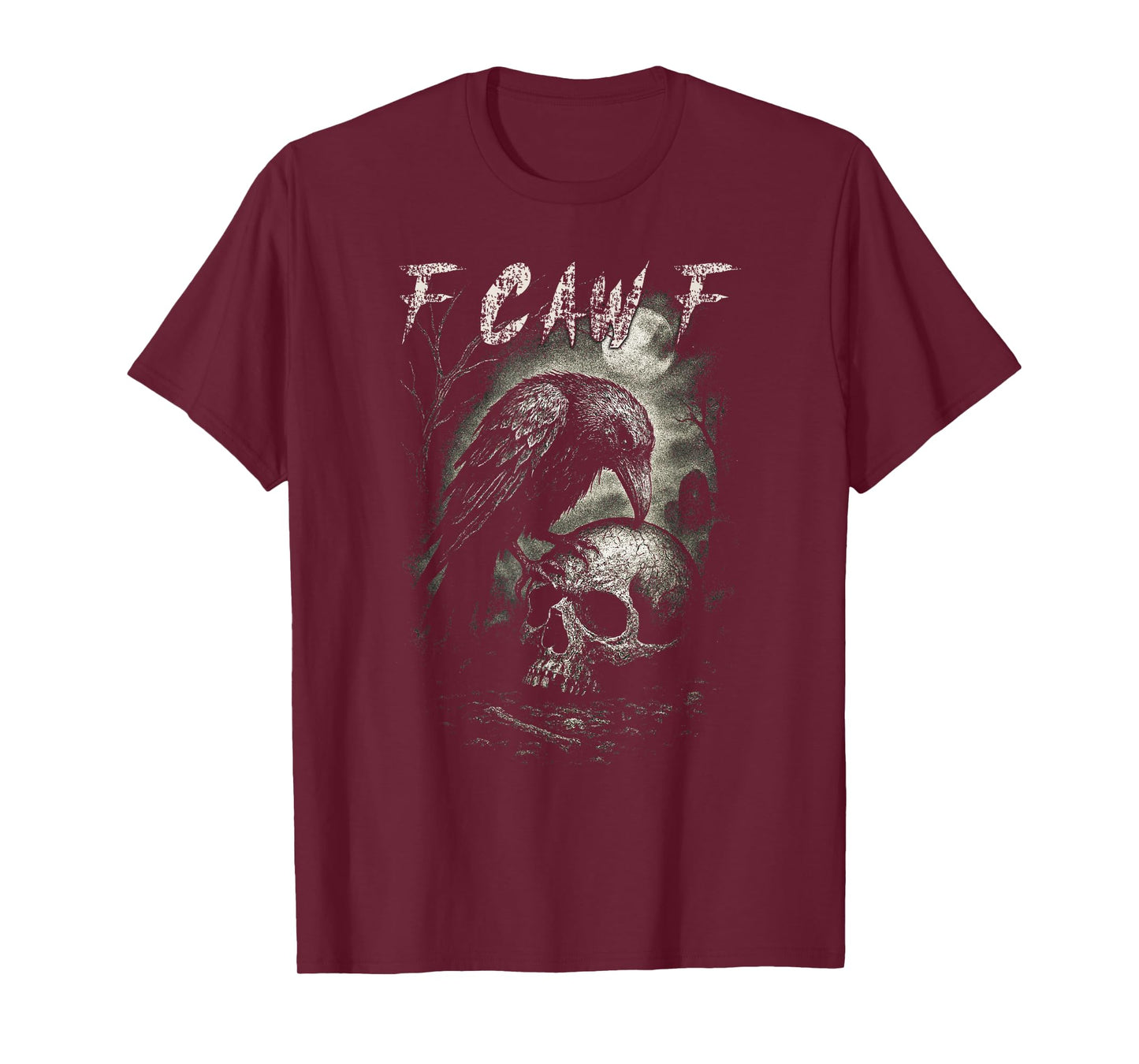 Black Crow F-Caw-F Funny Raven Moon Gothic Dark Adult Humor T-Shirt