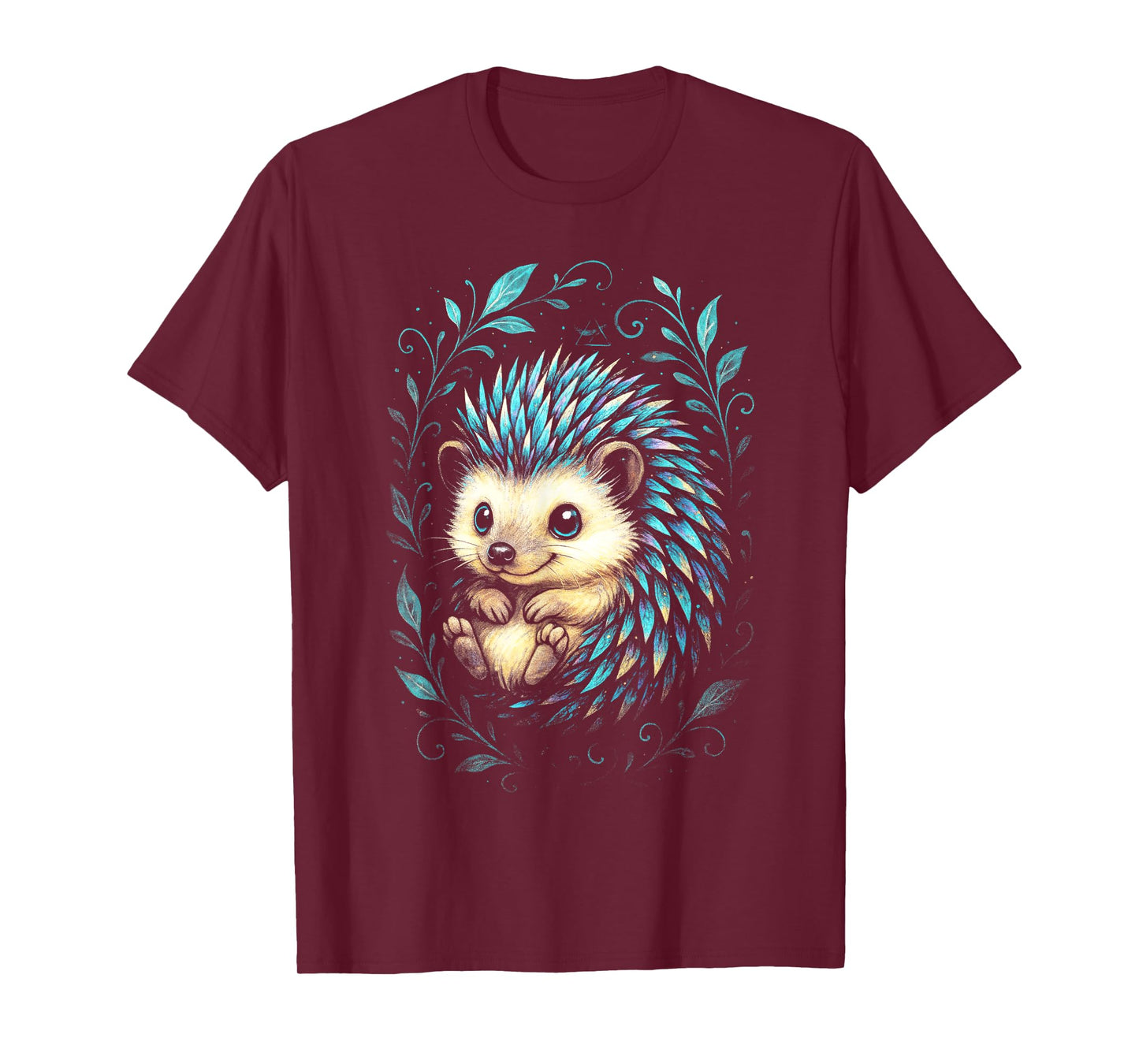Hedgehog Animal Nature Colorful Flora Art T-Shirt