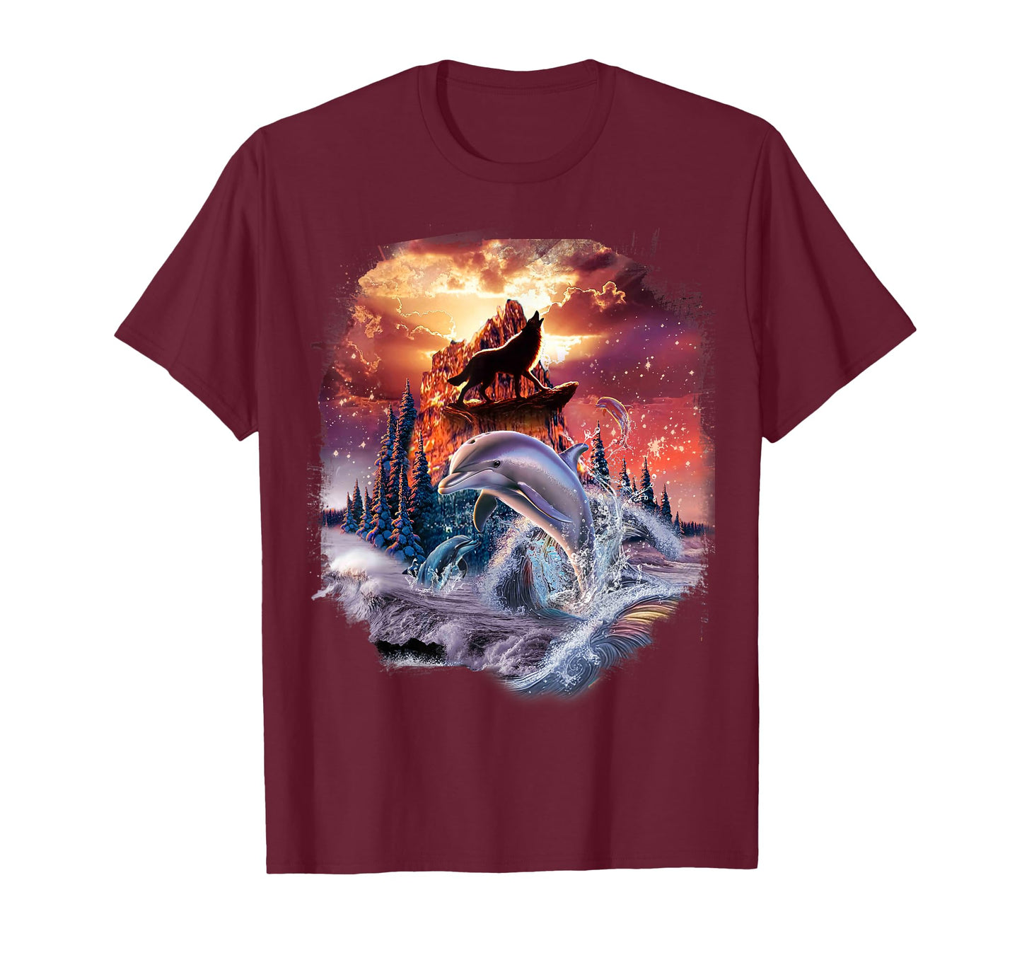 Wolf and Dolphin, Wolves and Dolphins, Beach Mountain T-Shirt