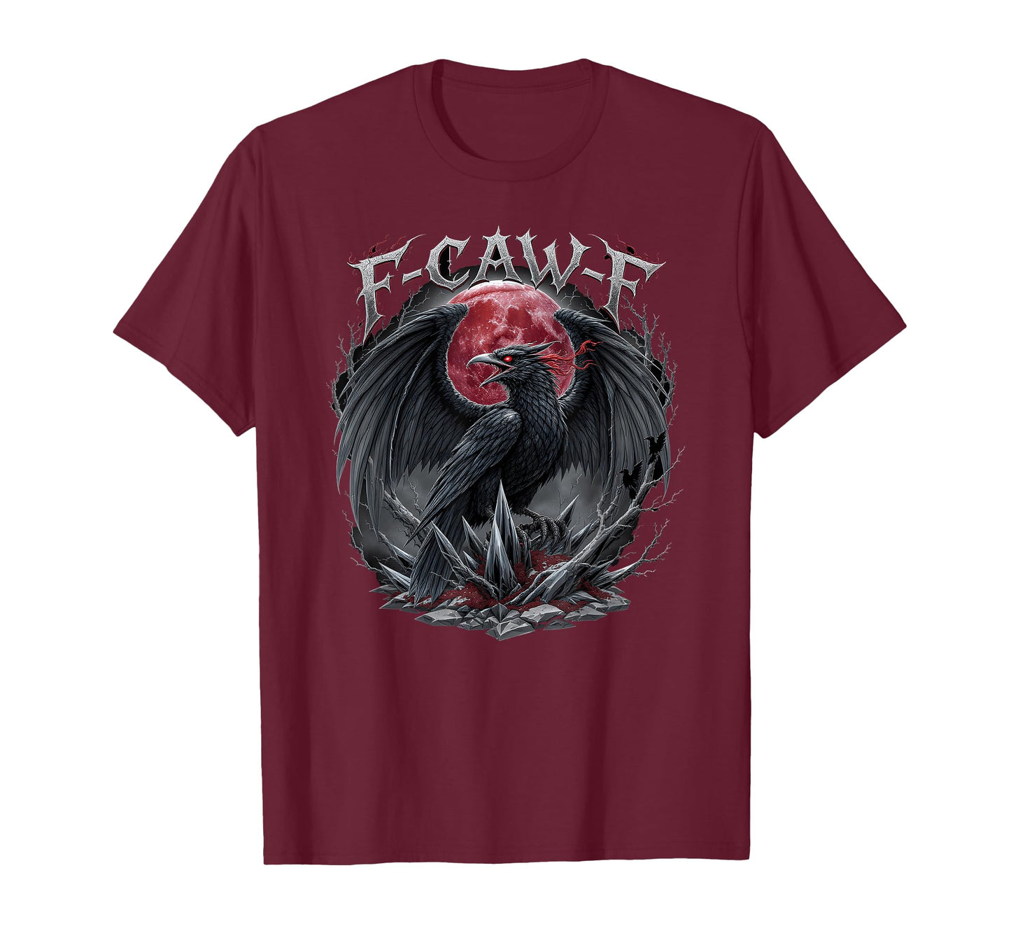 F-CAW-F Raven Blood Moon Gothic Dark Crow Adult Humor T-Shirt