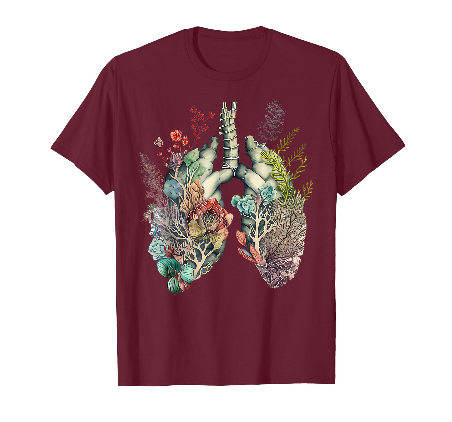 Anatomy Floral Lung RT Respiratory Therapy Pulmonologist T-Shirt