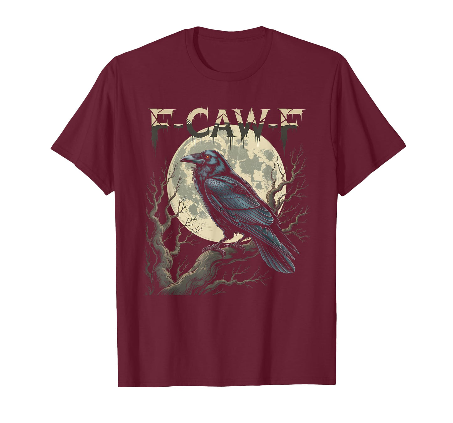 Black Crow, F-Caw-F Funny Black Bird Moon Gothic Adult Humor T-Shirt
