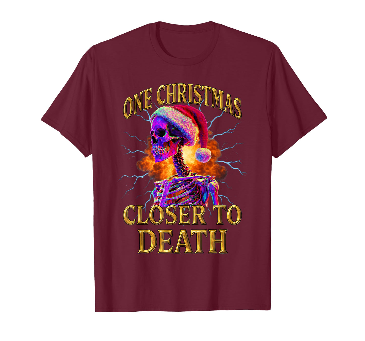 Funny Unhinged Christmas Skeleton Nihilism T-Shirt