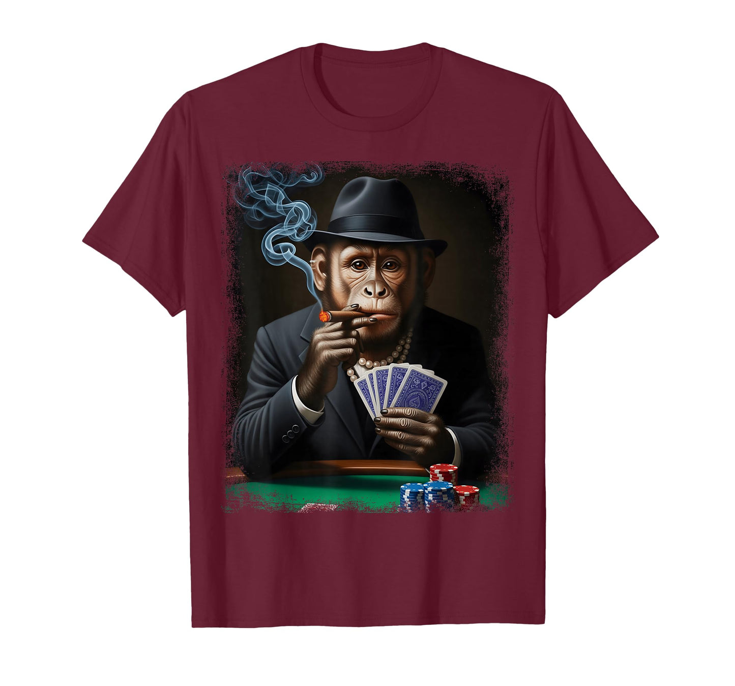 Gambling Casino Cool Monkey in Suit Funny Poker Animal T-Shirt