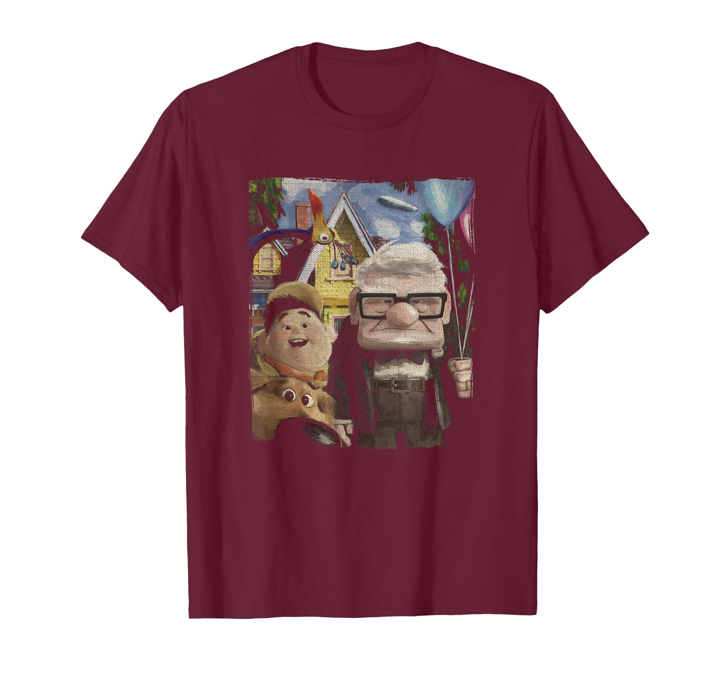 Disney Pixar Up Carl Russell Dug & Kevin Vintage Painting T-Shirt