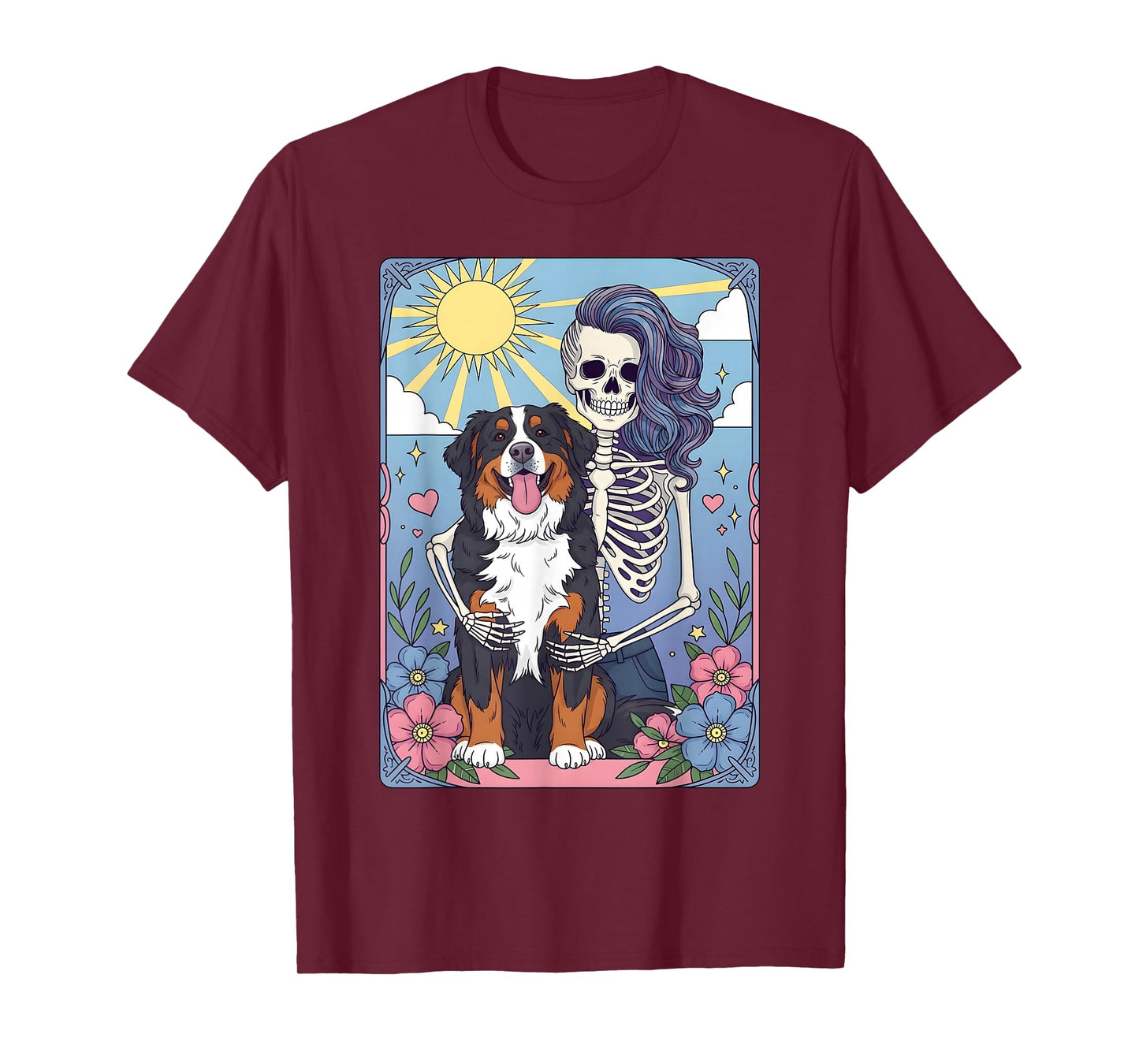 Bernese Mountain Tarot Card Halloween Costume Skeleton T-Shirt