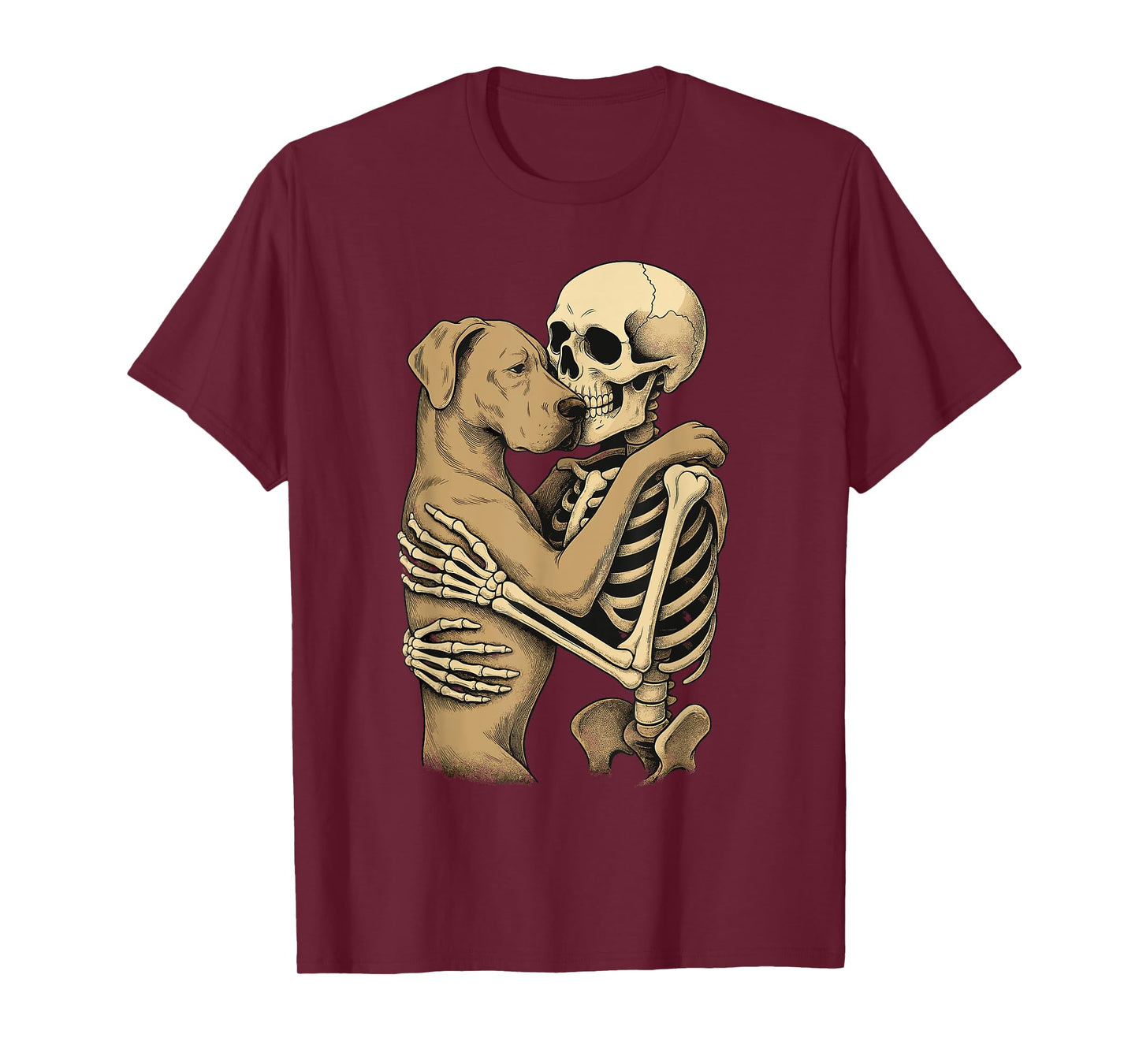 Skeleton Hugging Great Dane T-Shirt