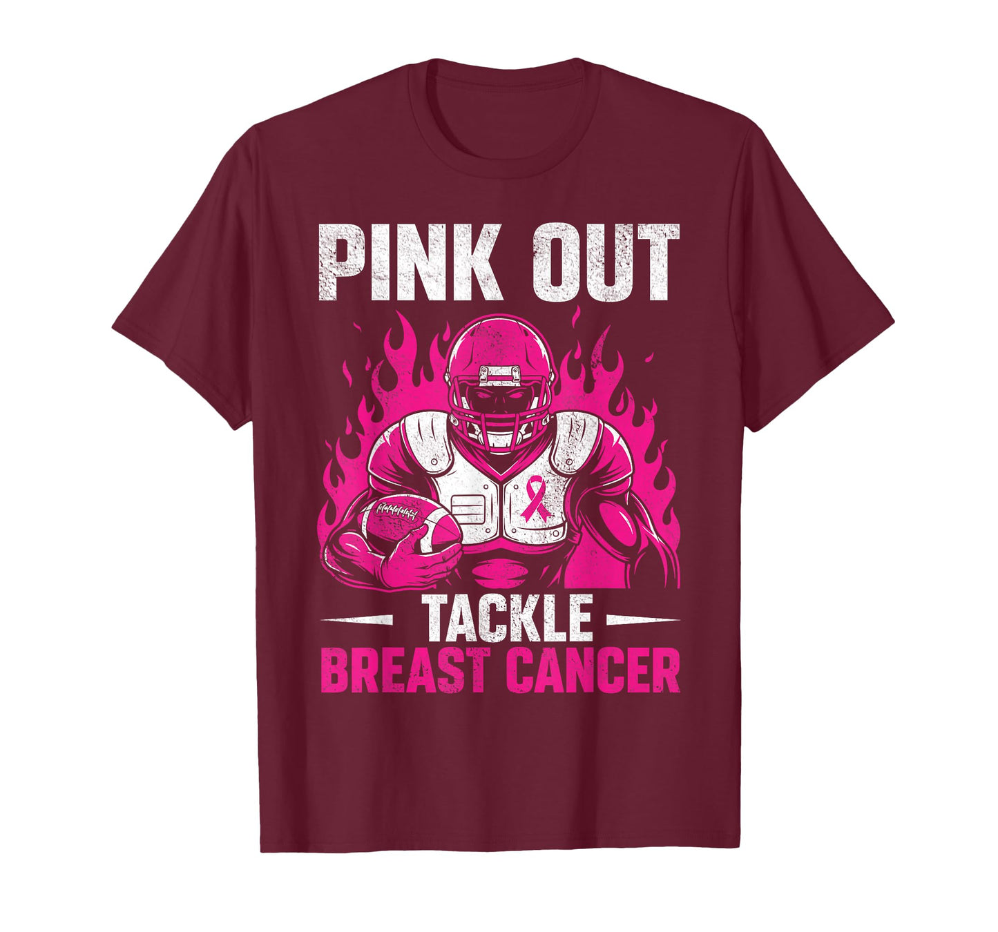 Retro Pink Out Tackle Breast Cancer Awareness Football Boys T-Shirt