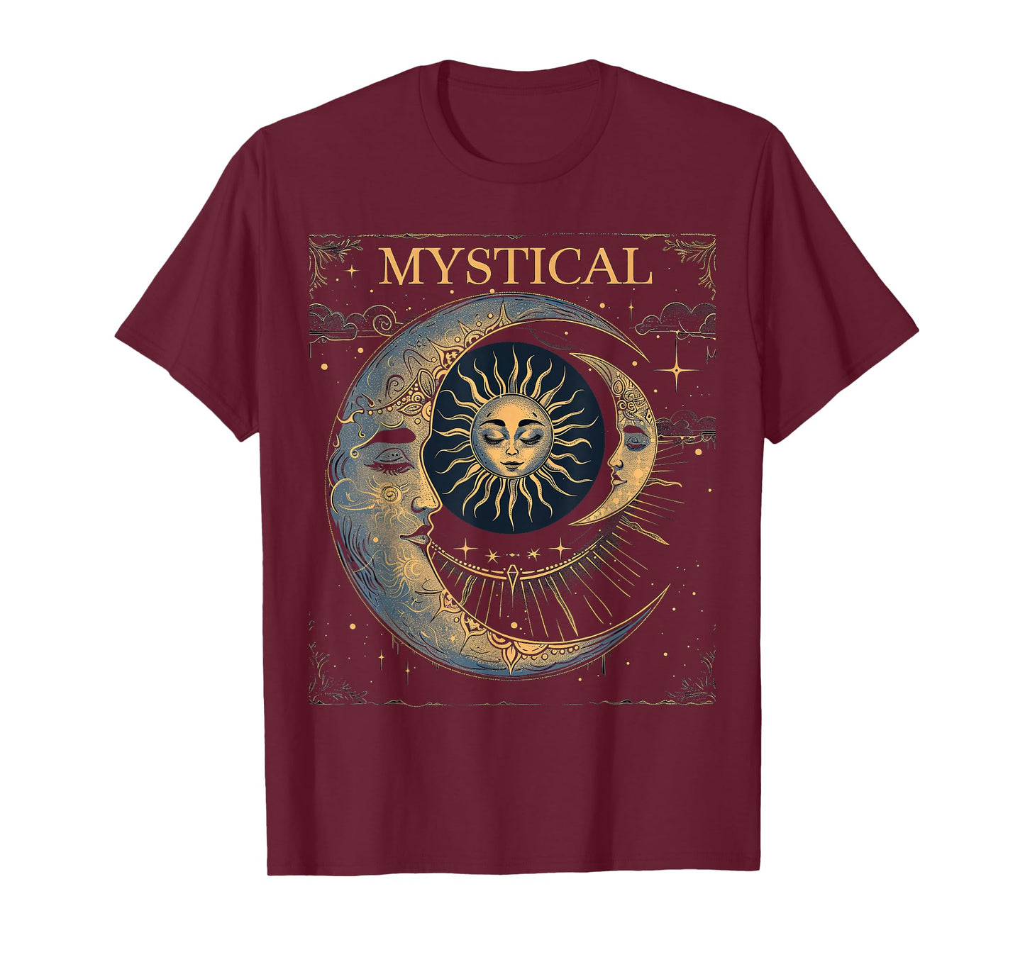 mystical sun and moon woman mystic flowers aesthetic T-Shirt