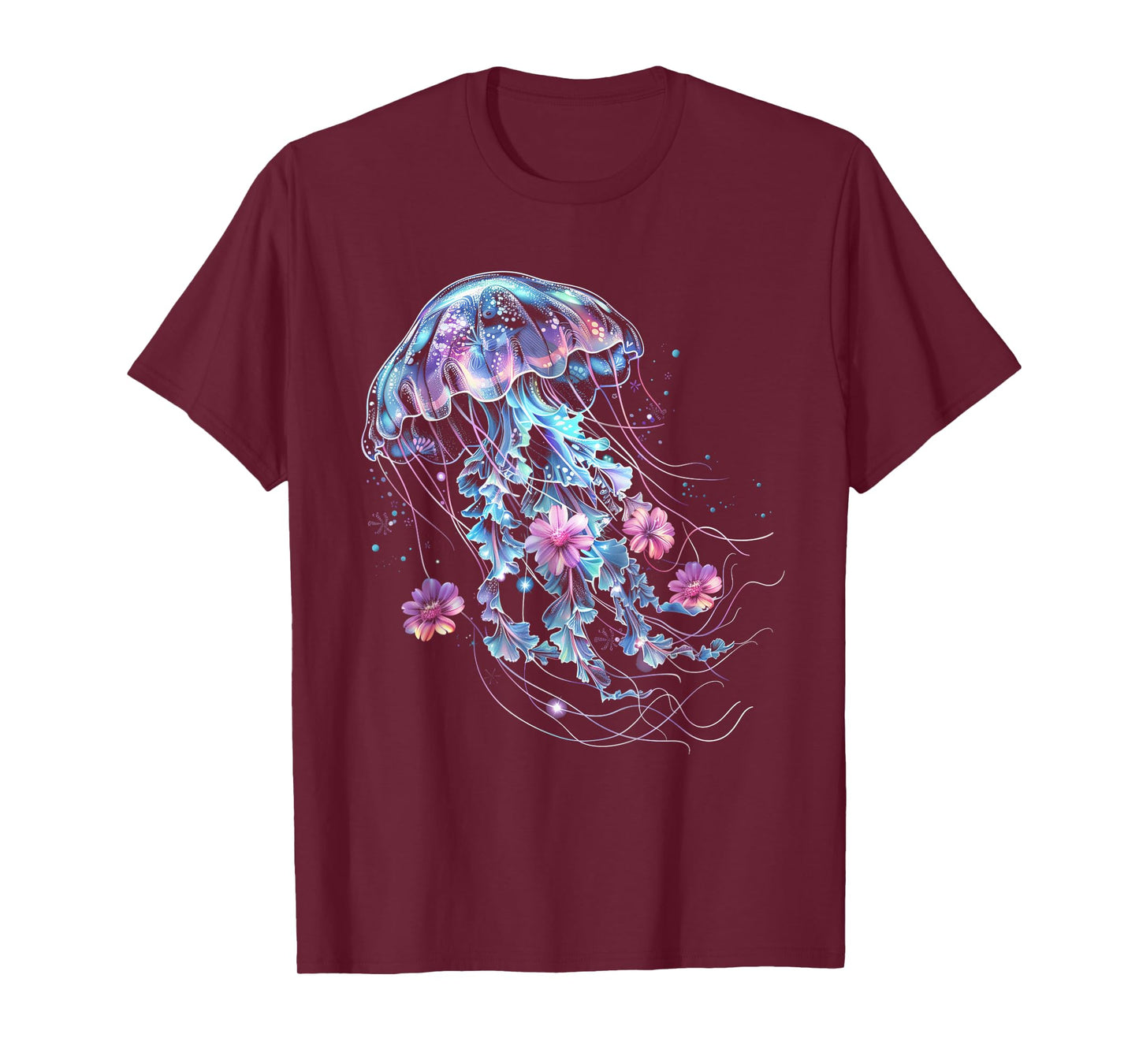 Jellyfish Flowers Vintage Floral Scuba Diving Surf T-Shirt