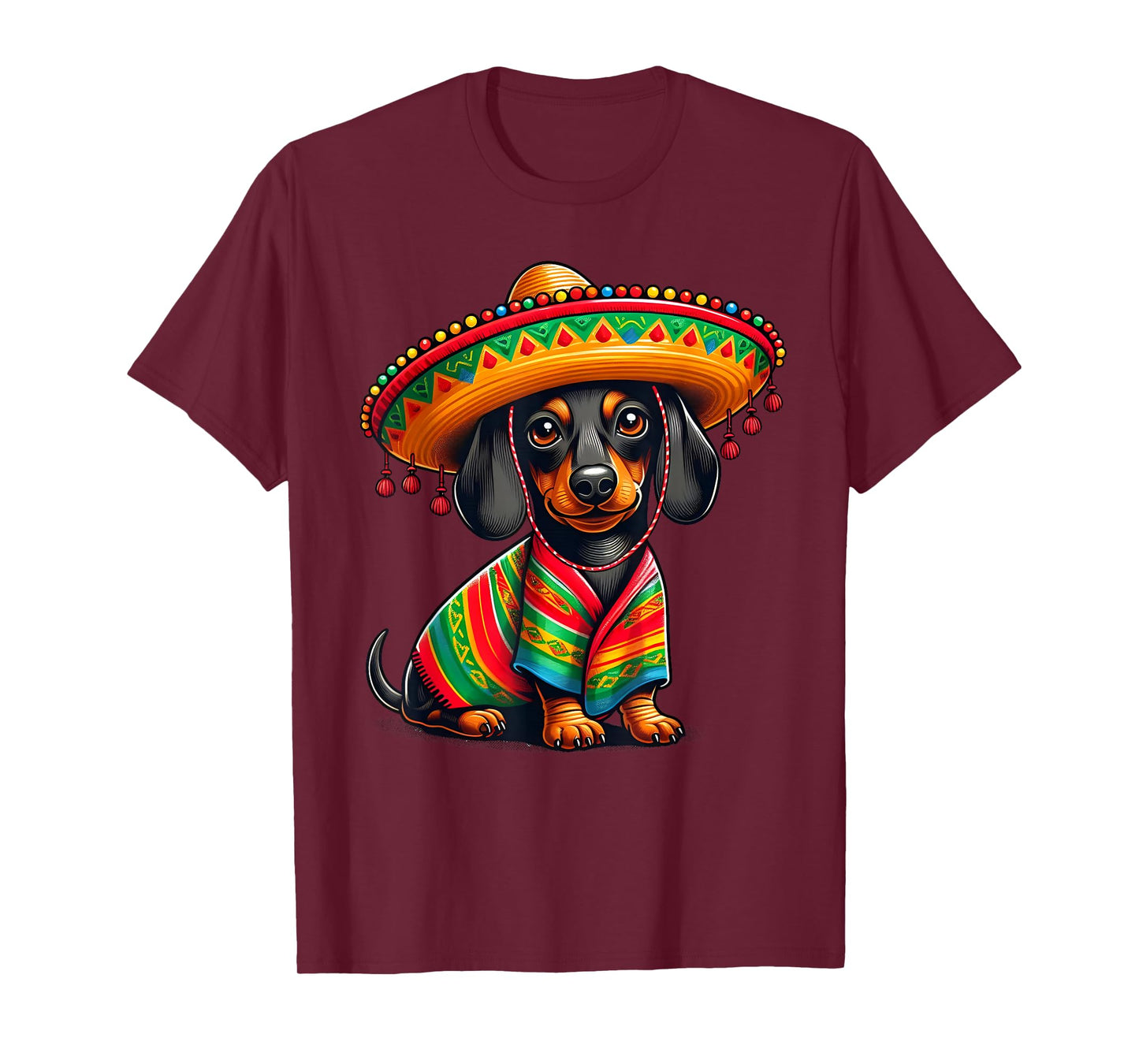 Funny Dachshund Cinco De Mayo Cute Mexican Dog Sombrero T-Shirt for Men Women Kids