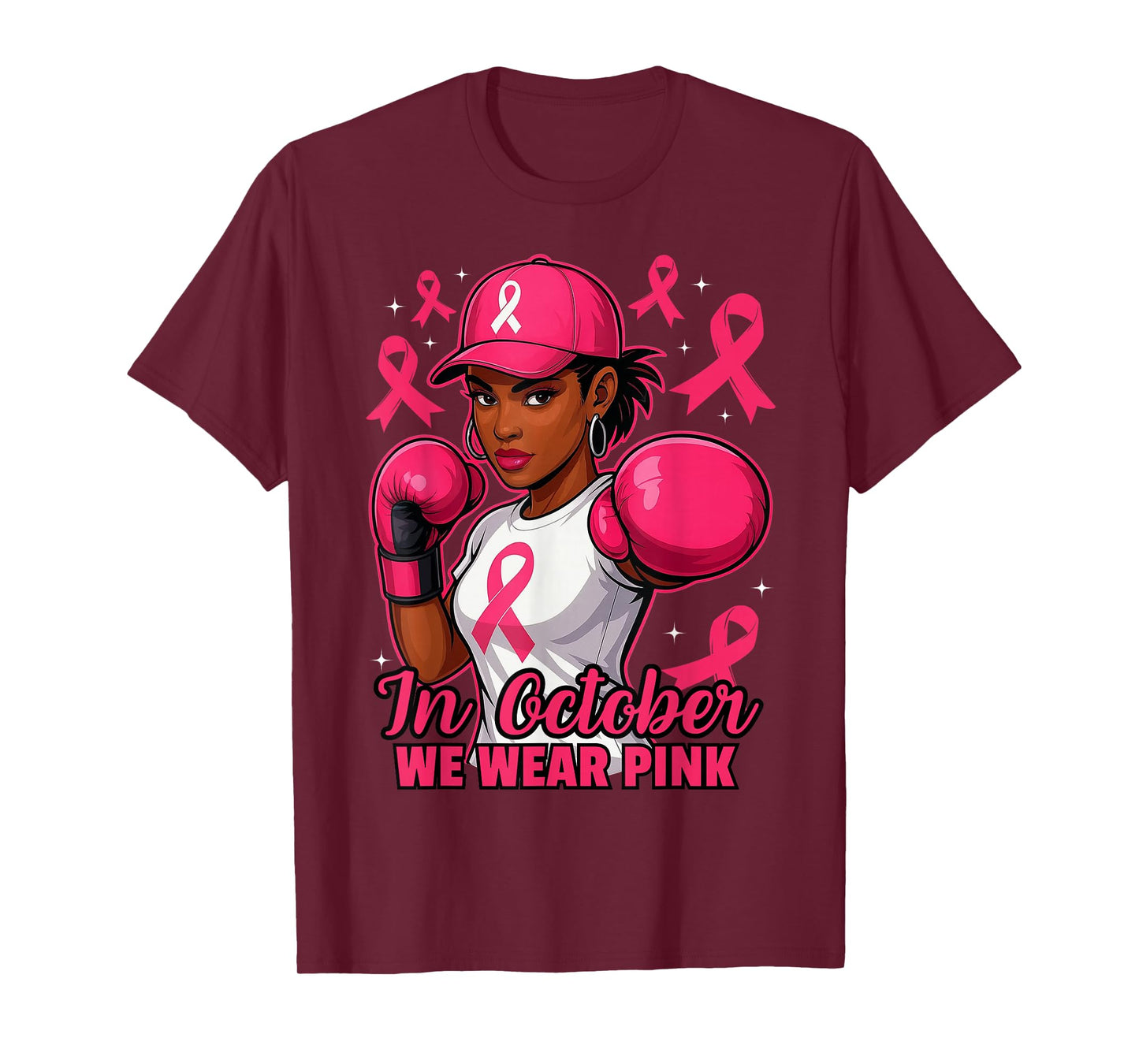 African American Women in October We Wear Pink Breast Cancer T-Shirt