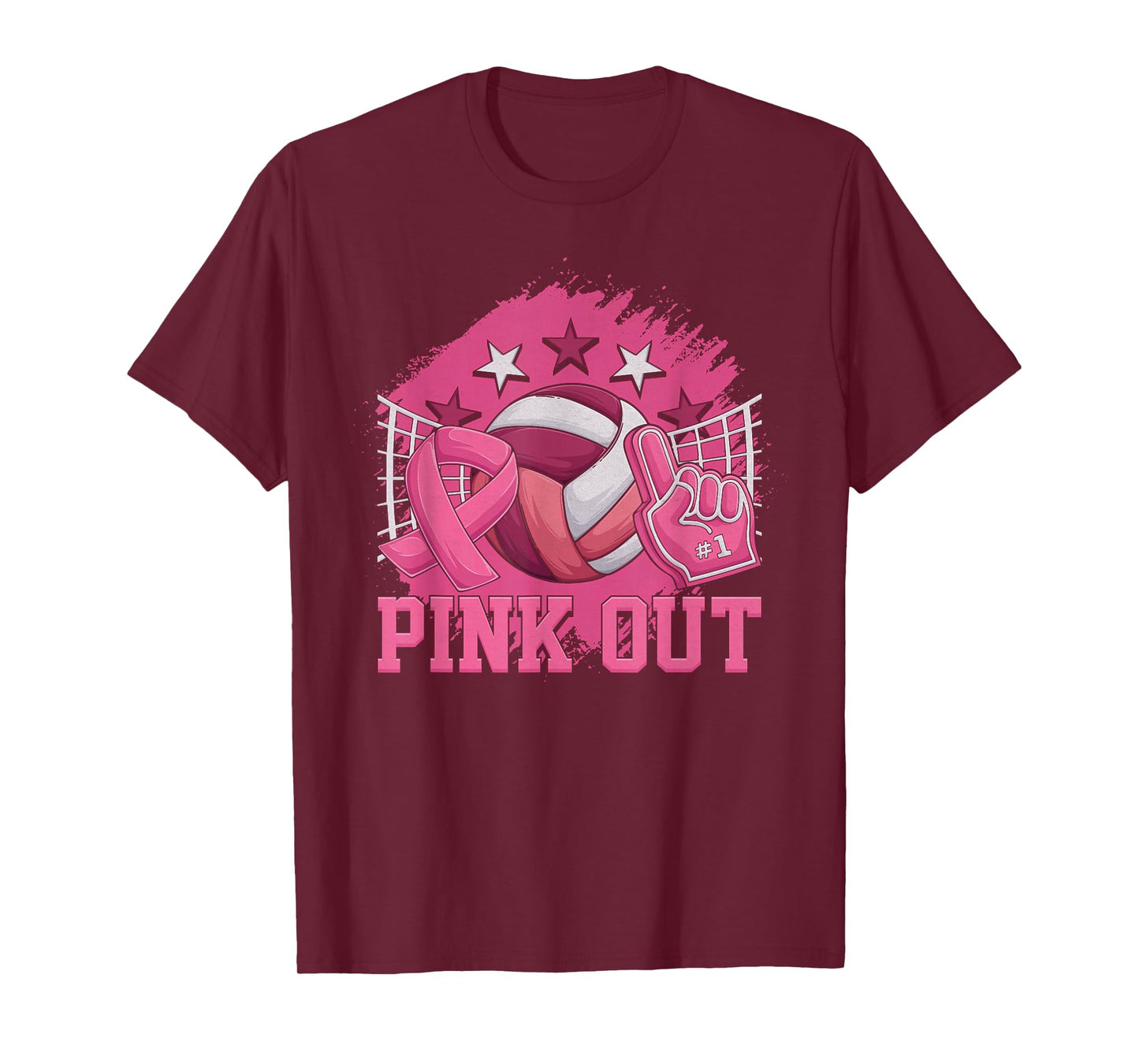 Pink Out Volleyball Pink Ribbon Breast Cancer Awareness T-Shirt