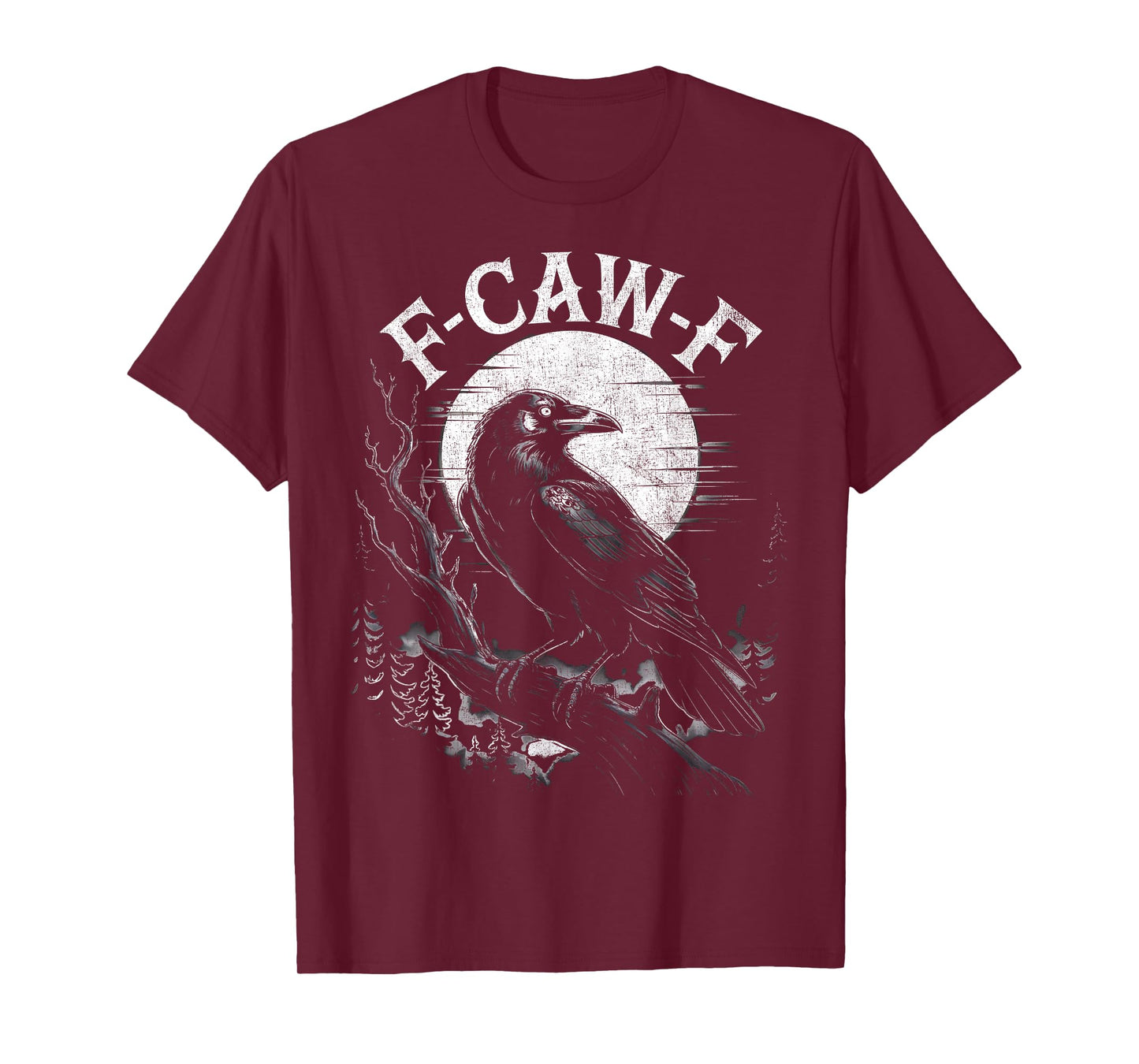 Black Crow Moon F-Caw-F Funny Bird Gothic Retro Humor T-Shirt
