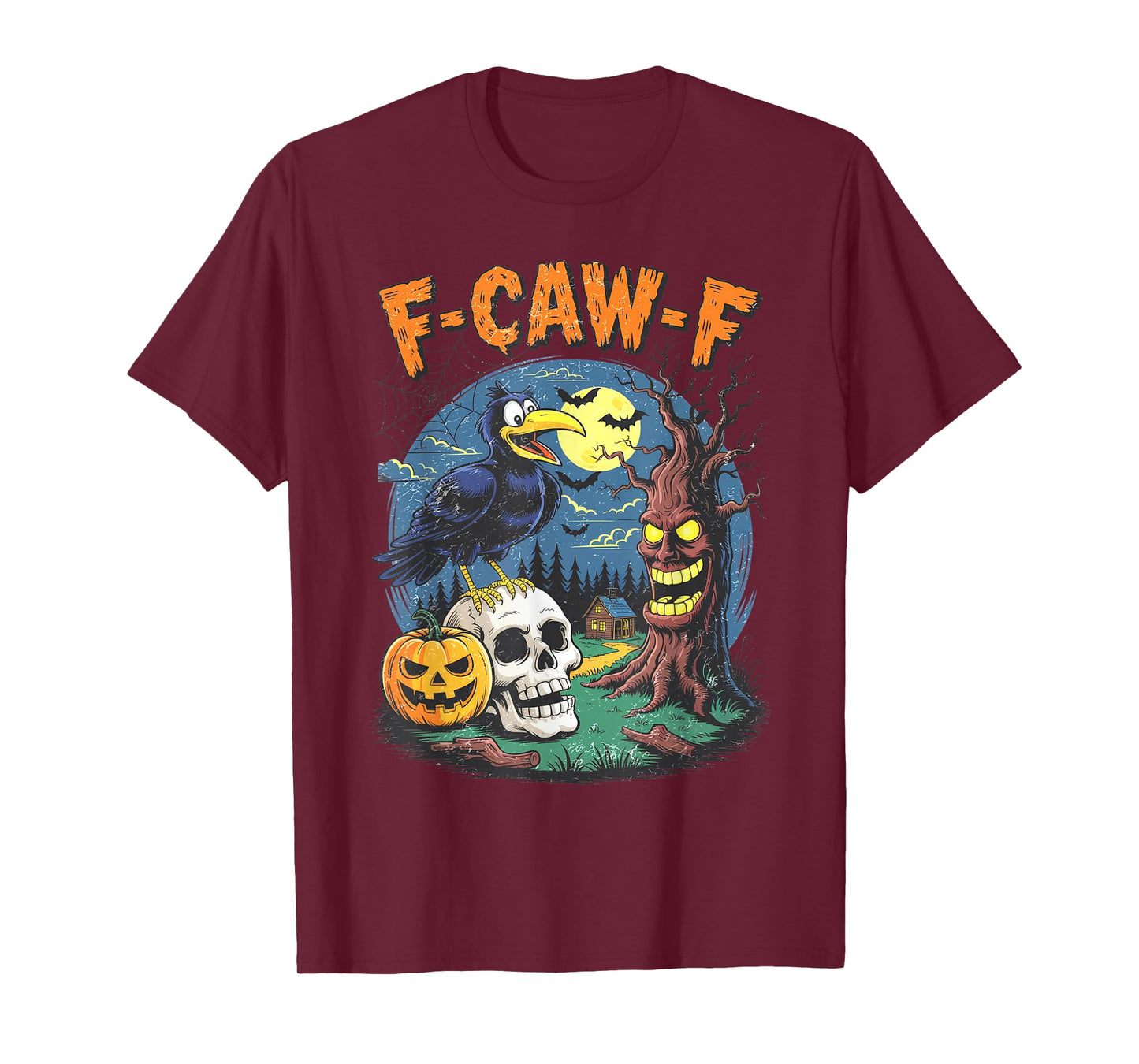 Funny Raven Black Crow Spooky Halloween Season Vibes F-Caw-F T-Shirt
