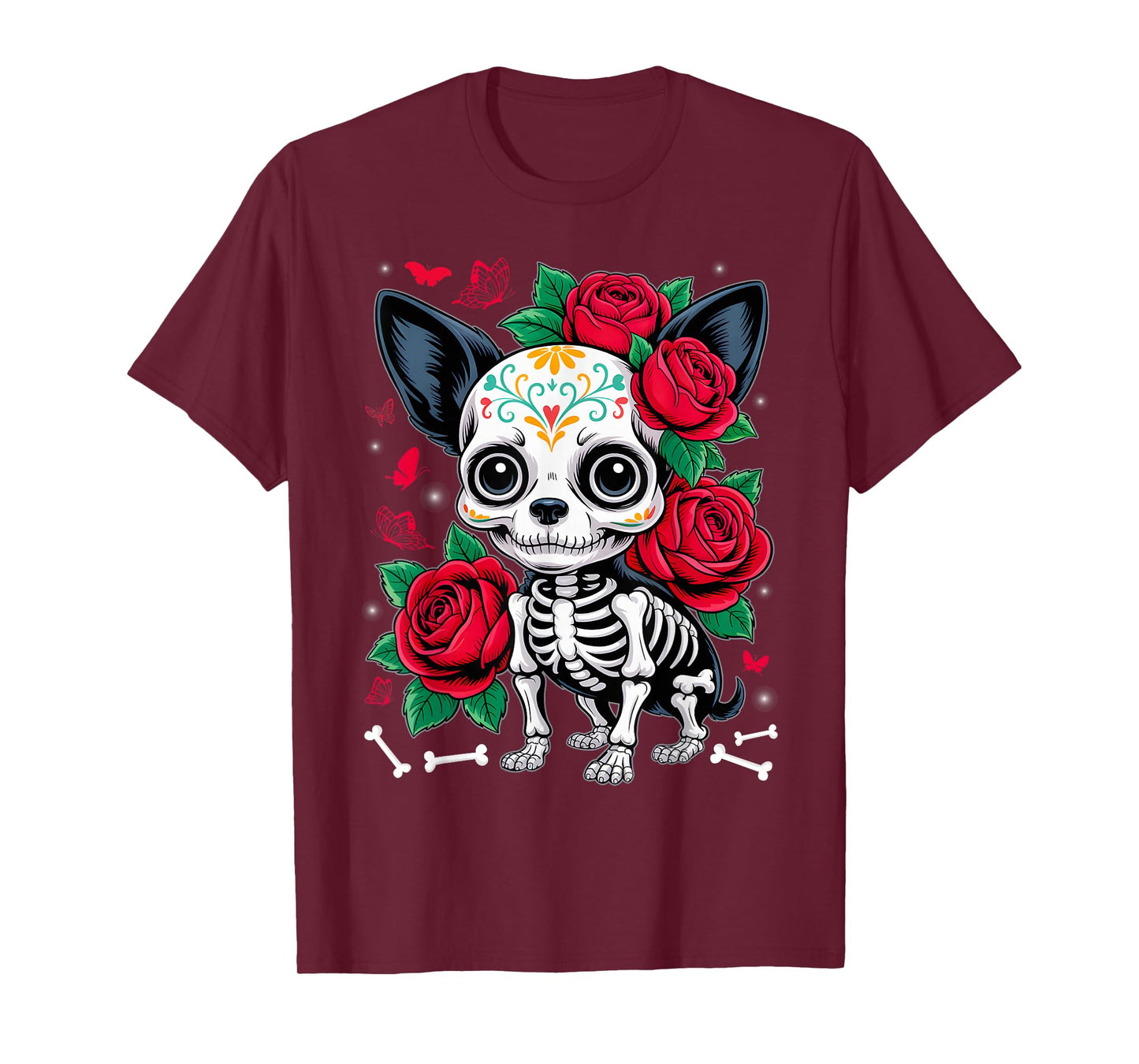 Dia de Los Muertos Skeleton Sugar Skull Dog Day of The Dead T-Shirt