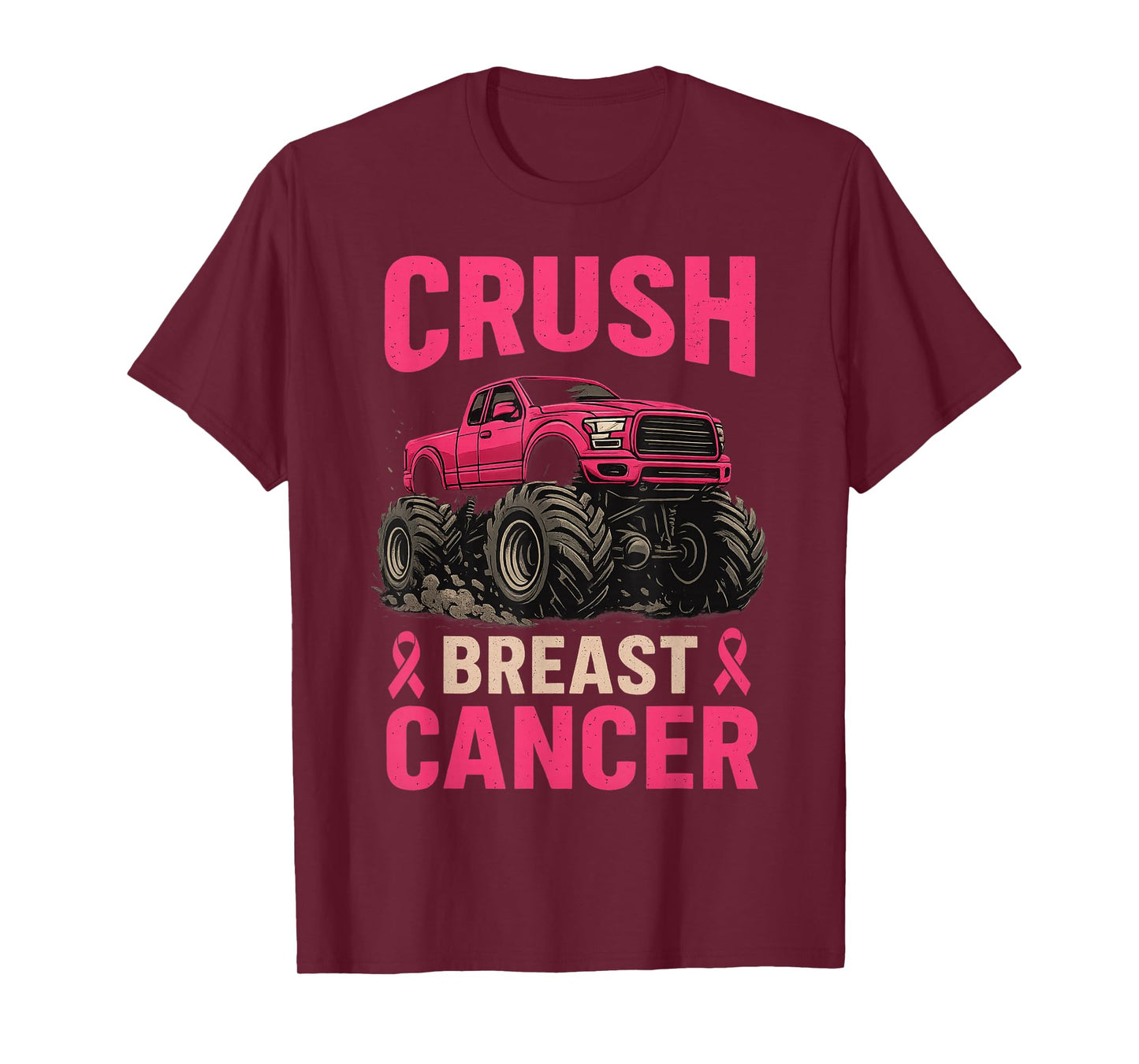 Crush Breast Cancer Awareness Monster Truck Toddler Boy Kid T-Shirt