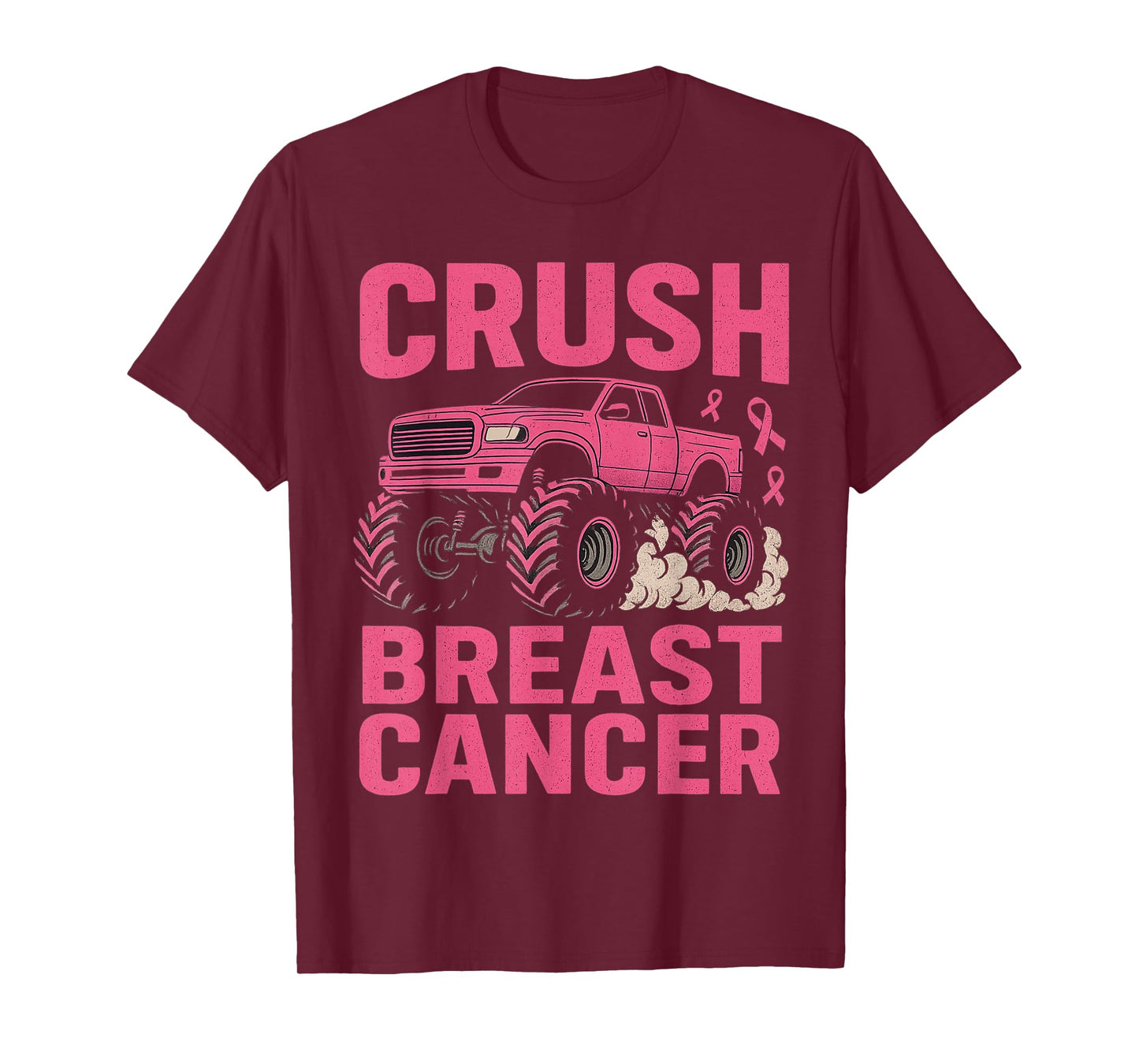 Crush Breast Cancer Awareness Monster Truck Toddler Boy Kid T-Shirt