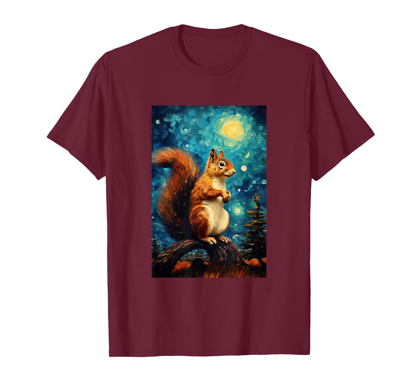 Cute Squirrel - Van Gogh Style - Starry Night T-Shirt