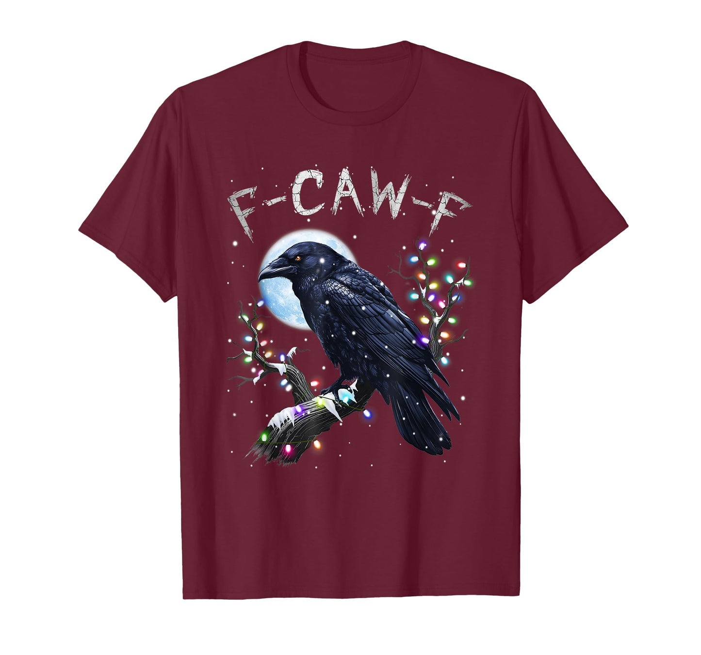 Funny Black Crow F-Caw-F Bird Moon Christmas Humor Adult T-Shirt