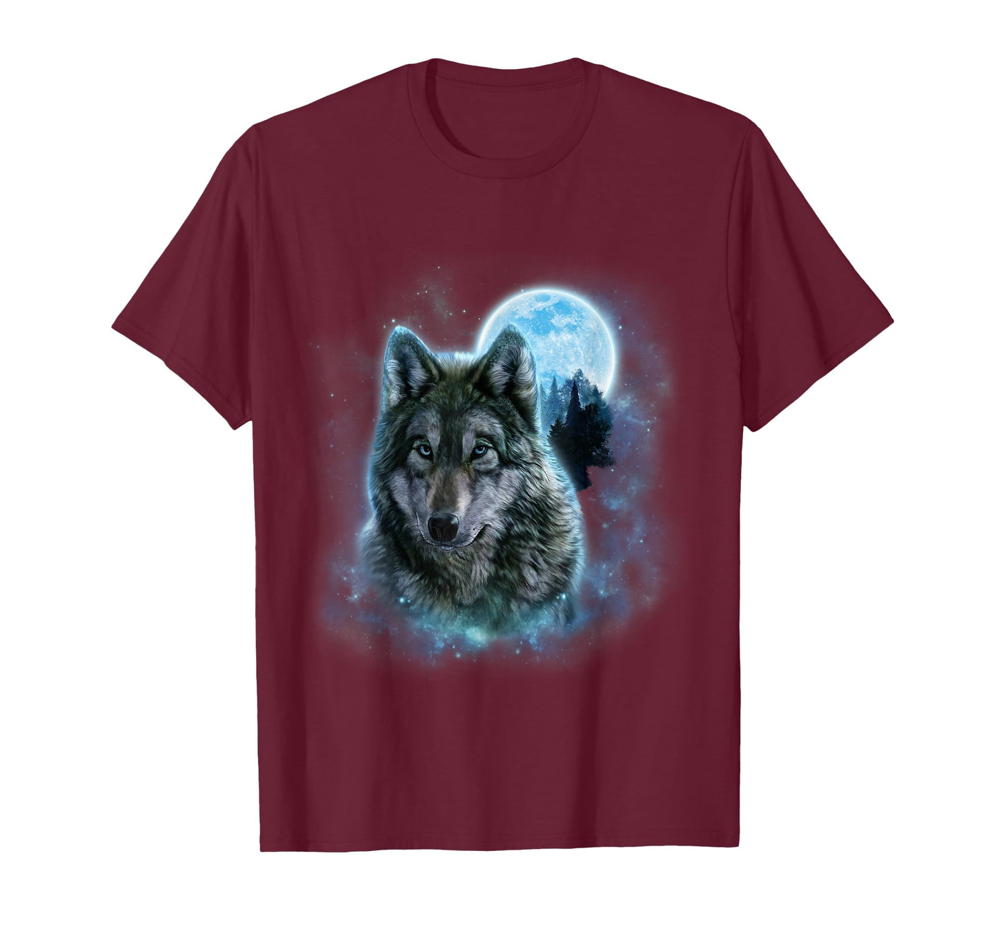 Grey Wolf Hunting Ground, Icy Moon, Forest, Galaxy T-Shirt