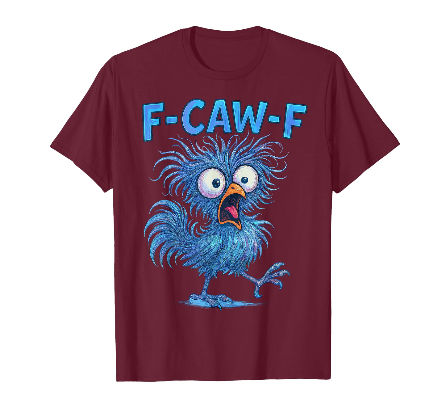 F-Caw-F Hidden Message Funny Blue Vintage Rooster Meme Humor T-Shirt