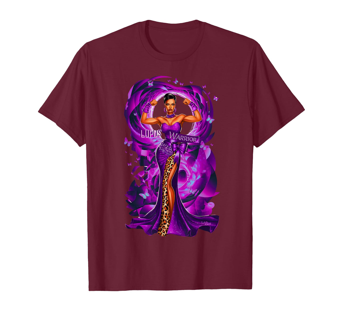 African American Black Woman Lupus Warrior Purple Ribbon Mom T-Shirt