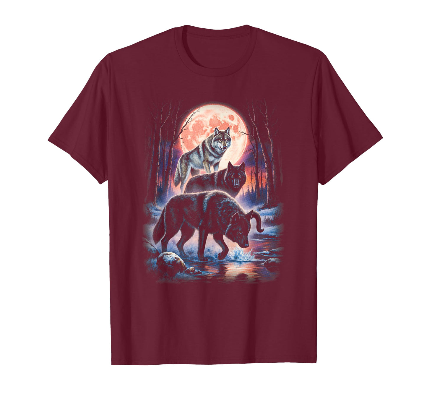 Wolf Howling at The Moon with Mystical Moon Vibes T-Shirt