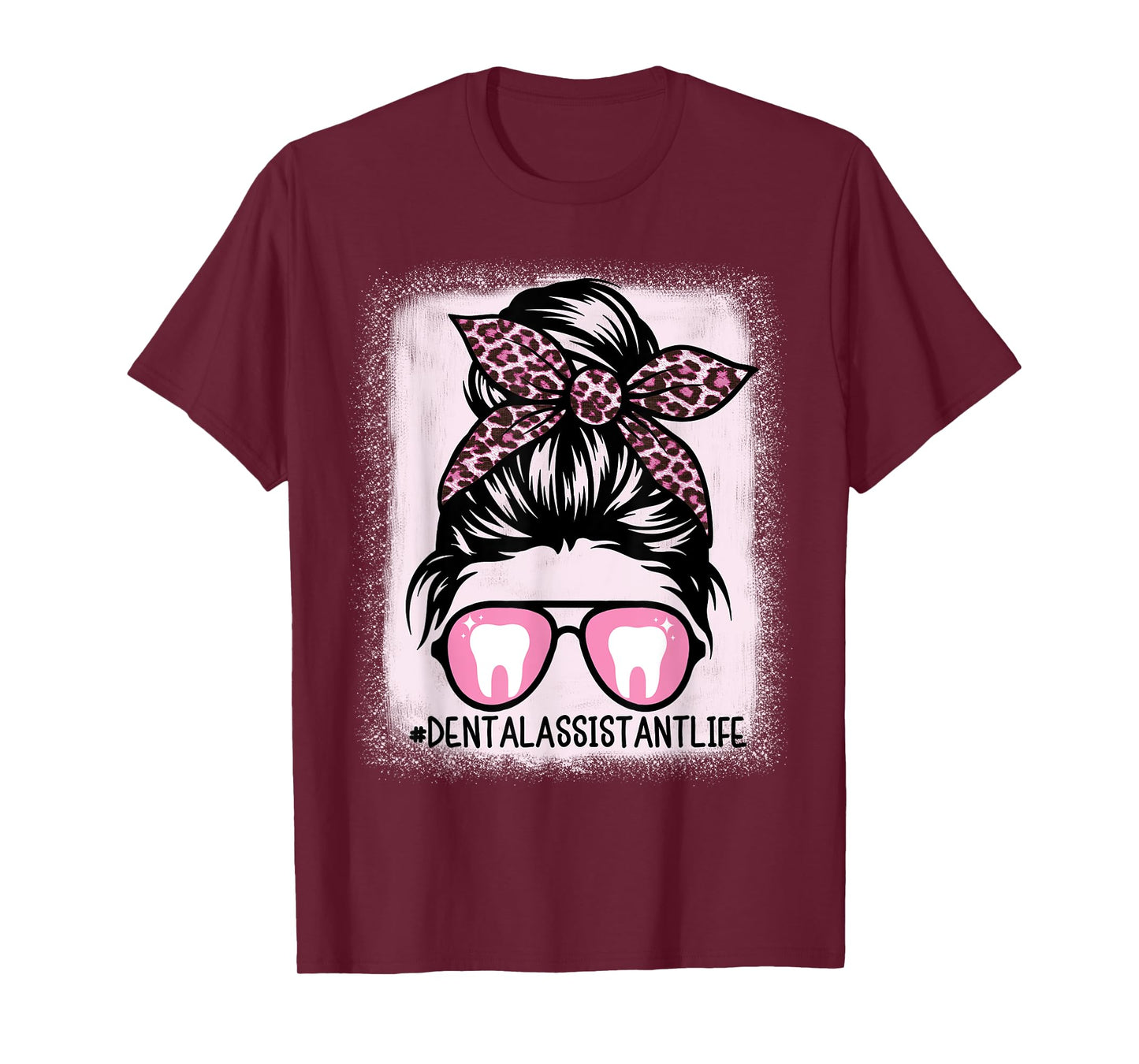 Women Dental Hygienist or Assistant Life Leopard Bleached T-Shirt