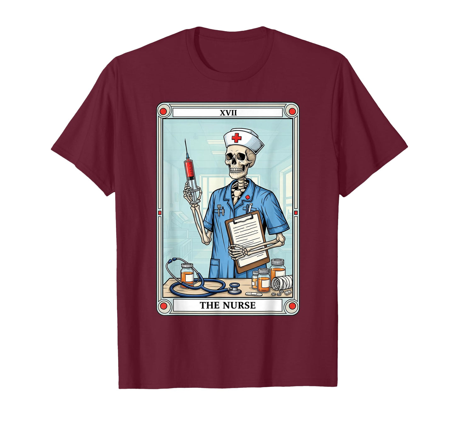 Nurse Skeleton Tarot Card Halloween Medical T-Shirt