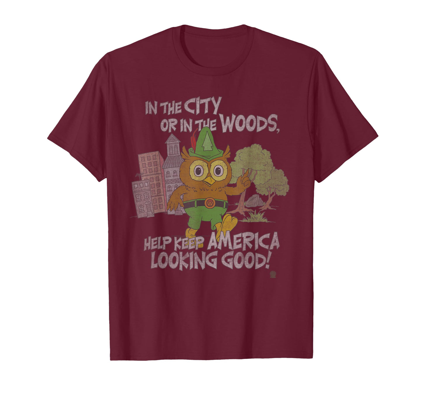 Woodsy Owl Keep America Looking Good Distressed and Faded T-Shirt