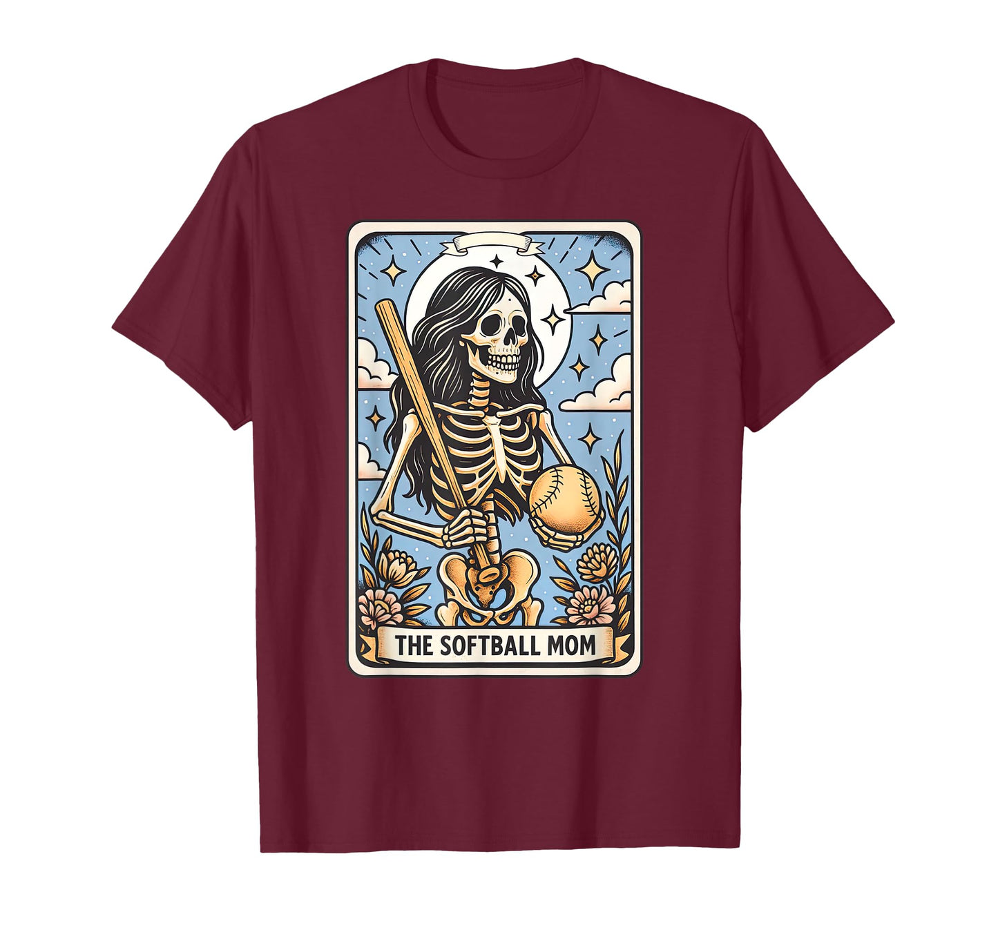 Softball Mom Tarot Card Skeleton Softball Mama Witchy Vibes T-Shirt