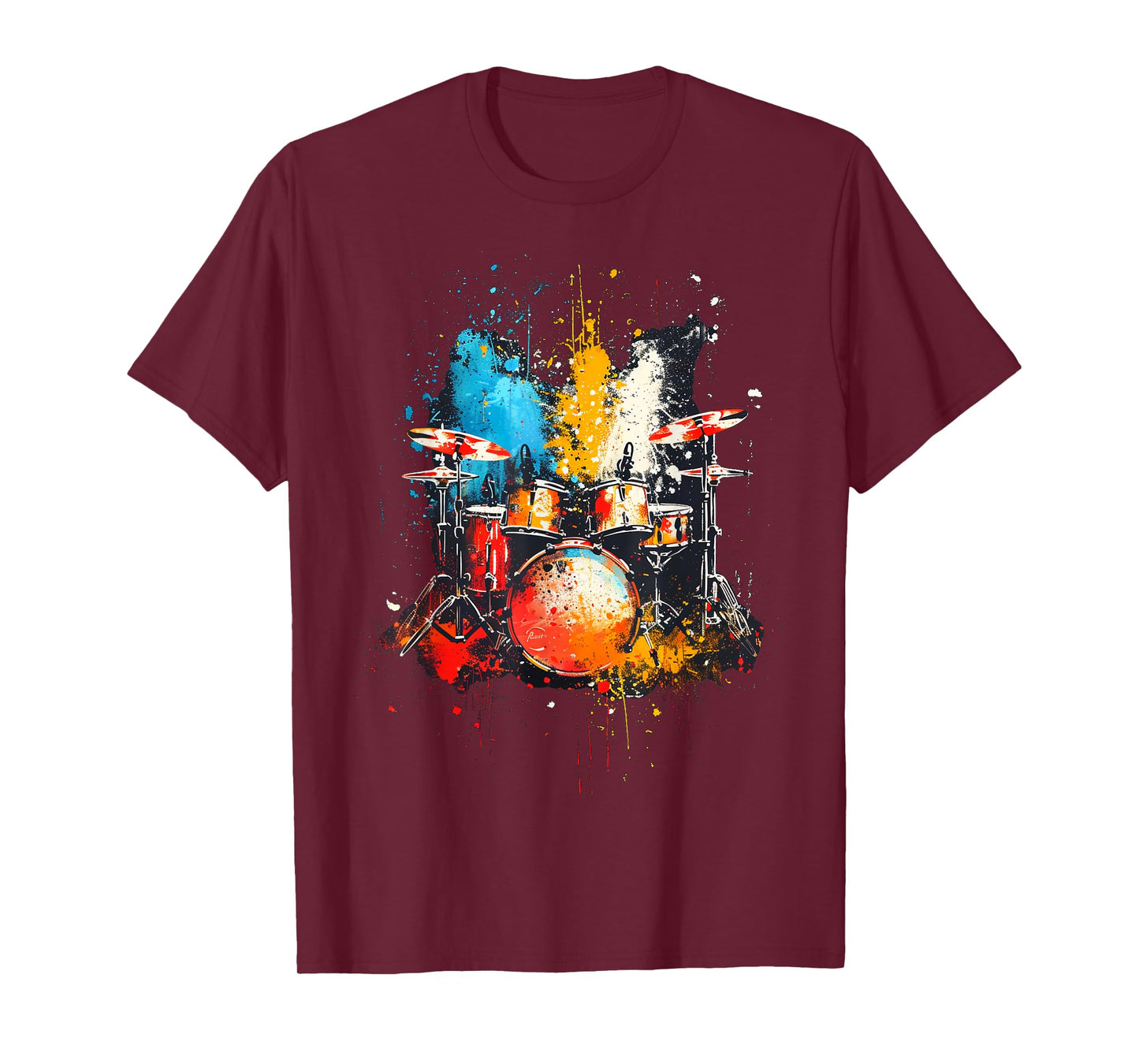 Drums instrument on colorful painted Drums T-Shirt