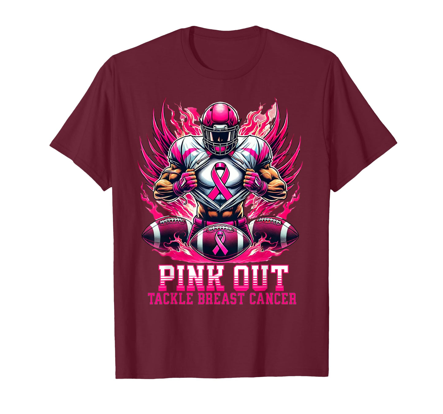 Pink Out Tackle Breast Cancer Awareness American Football T-Shirt