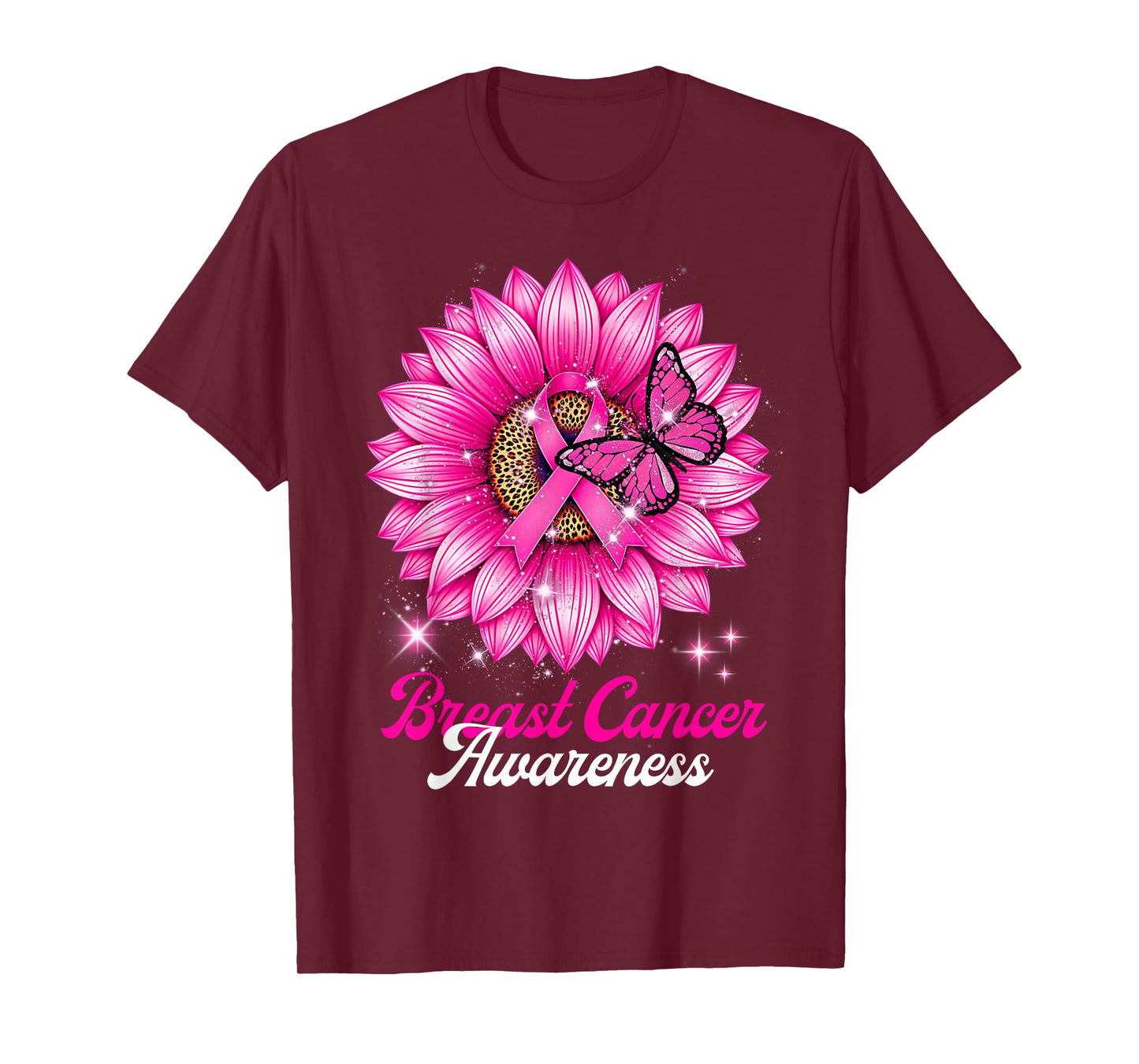 Breast Cancer Awareness Sunflower & Butterfly Support Women T-Shirt