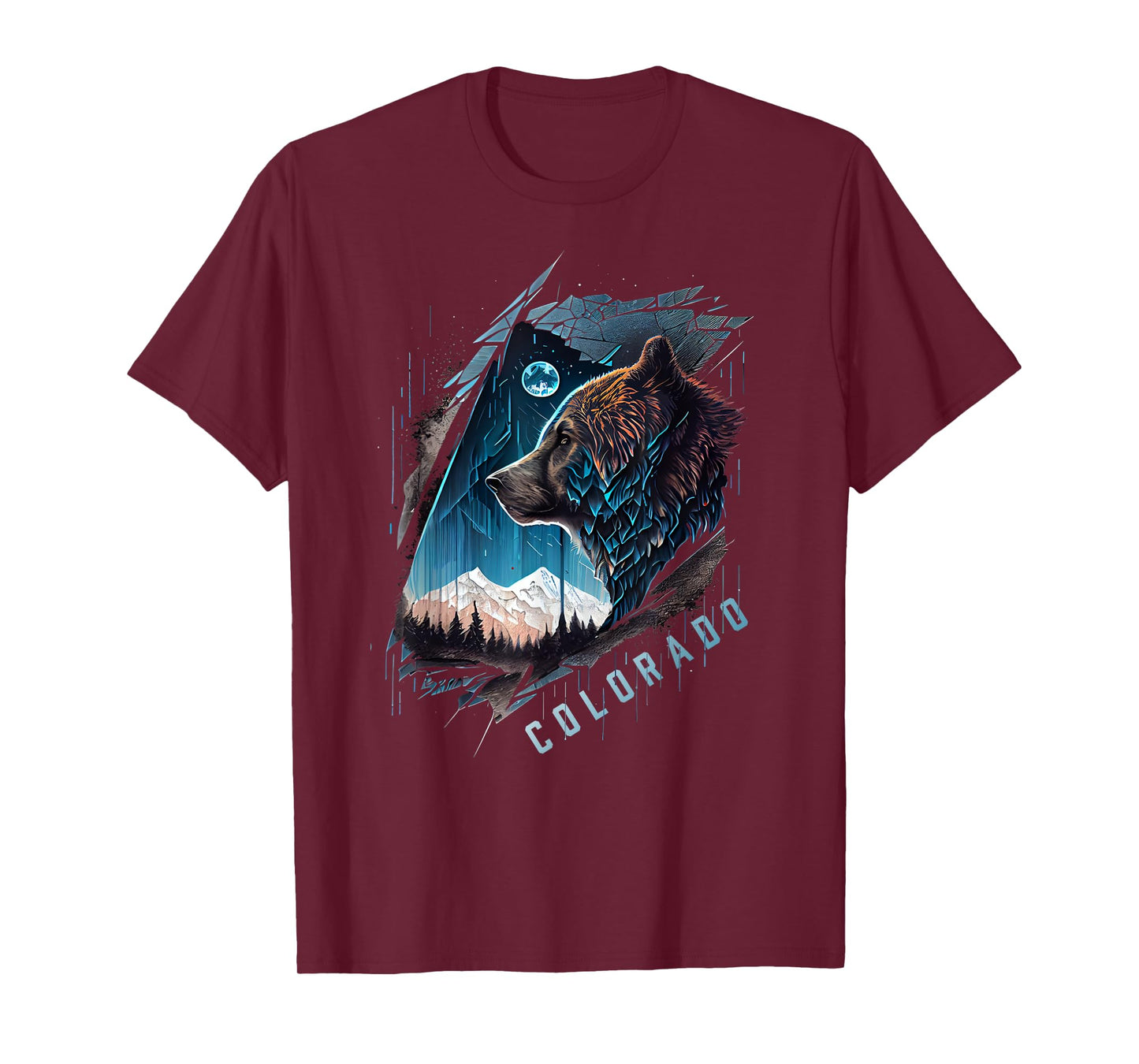 Colorado Mountain Bear - Bear, Moon, & Stars Retro T-Shirt