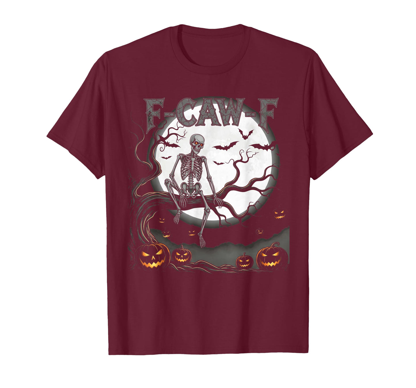F-Caw-F Skeleton Funny Gothic Halloween Vintage Humor Retro T-Shirt