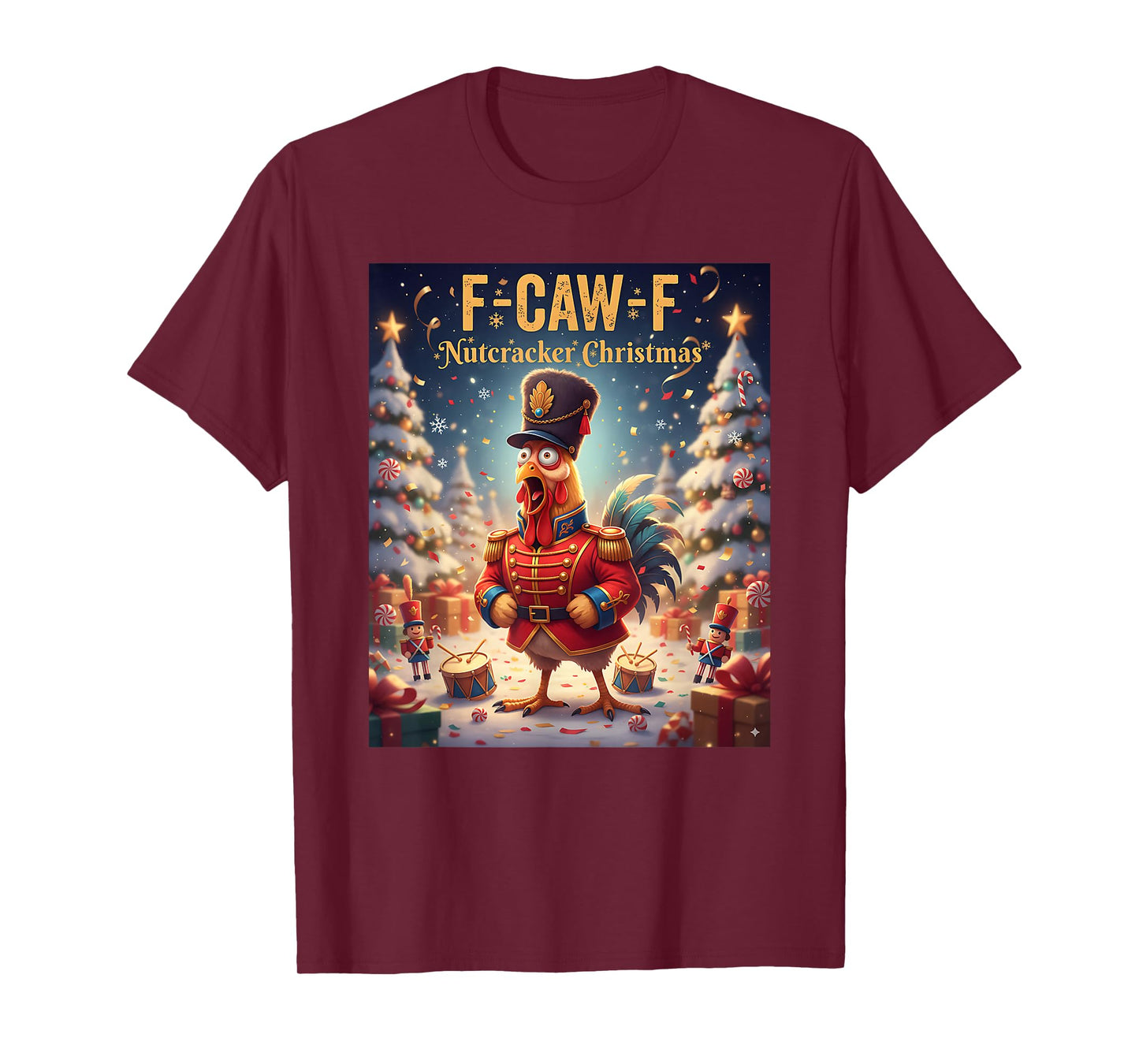 Funny F-CAW-F Chicken Nutcracker Xmas Chicken Farmer Pajamas T-Shirt